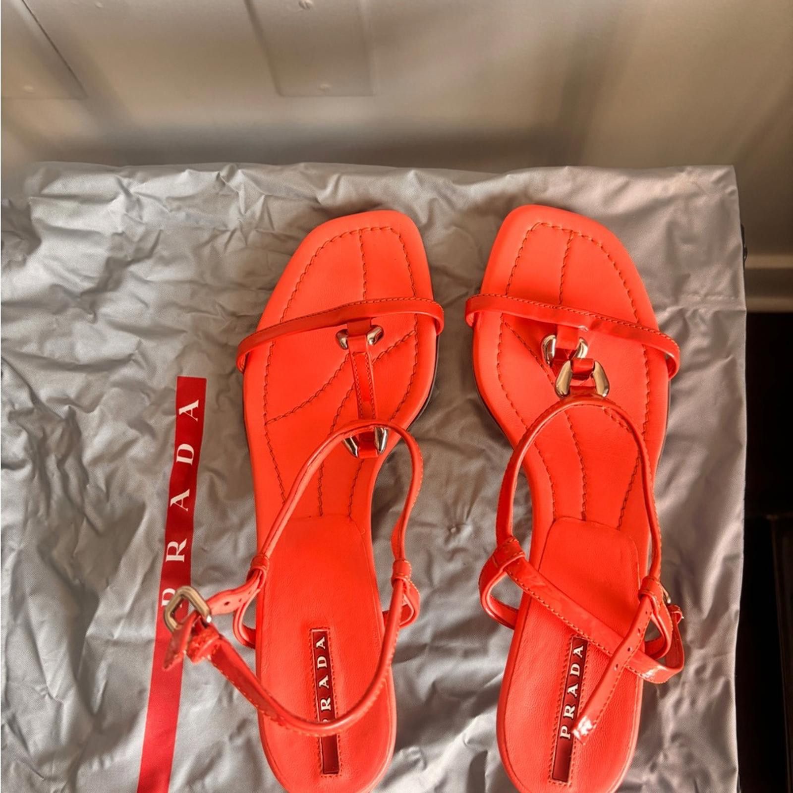 Prada Orange leather sandals