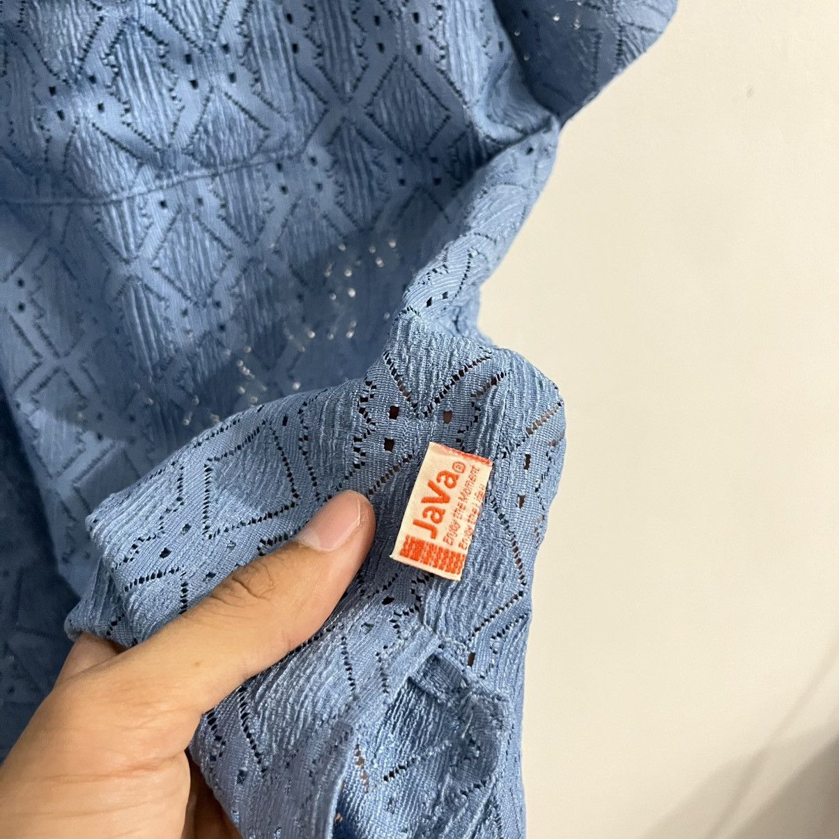 Japanese Brand Java Mesh Patterned Button Up Shirt Size US M / EU 48-50 / 2 - 5 Thumbnail