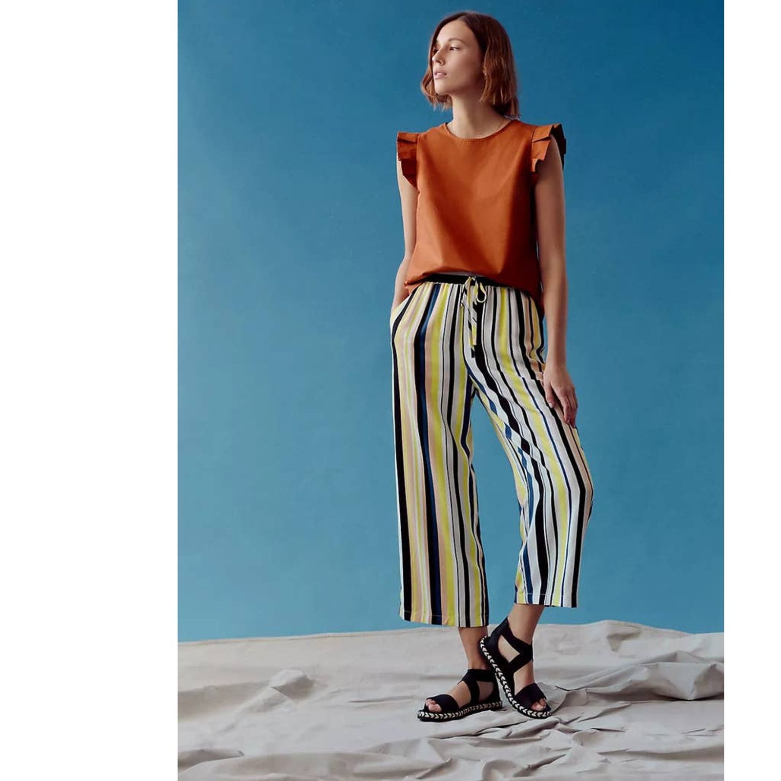 Anthropologie New Peter Som Theodora Wide-Leg Pants $158 PLUS 1X Striped Size 40" / US 18 - 5 Thumbnail