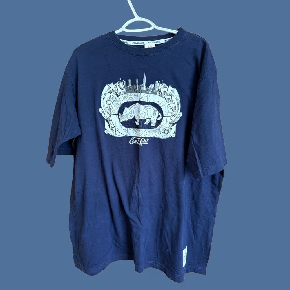 Ecko Unltd. VINTAGE Ecko Unltd. 2XL Short Sleeve T-Shirt Navy Blue Rhino Graphic Print Crew Neck Mens 90s Crown Summer, Spring, Fall Size US XXL / EU 58 / 5 - 1 Thumbnail