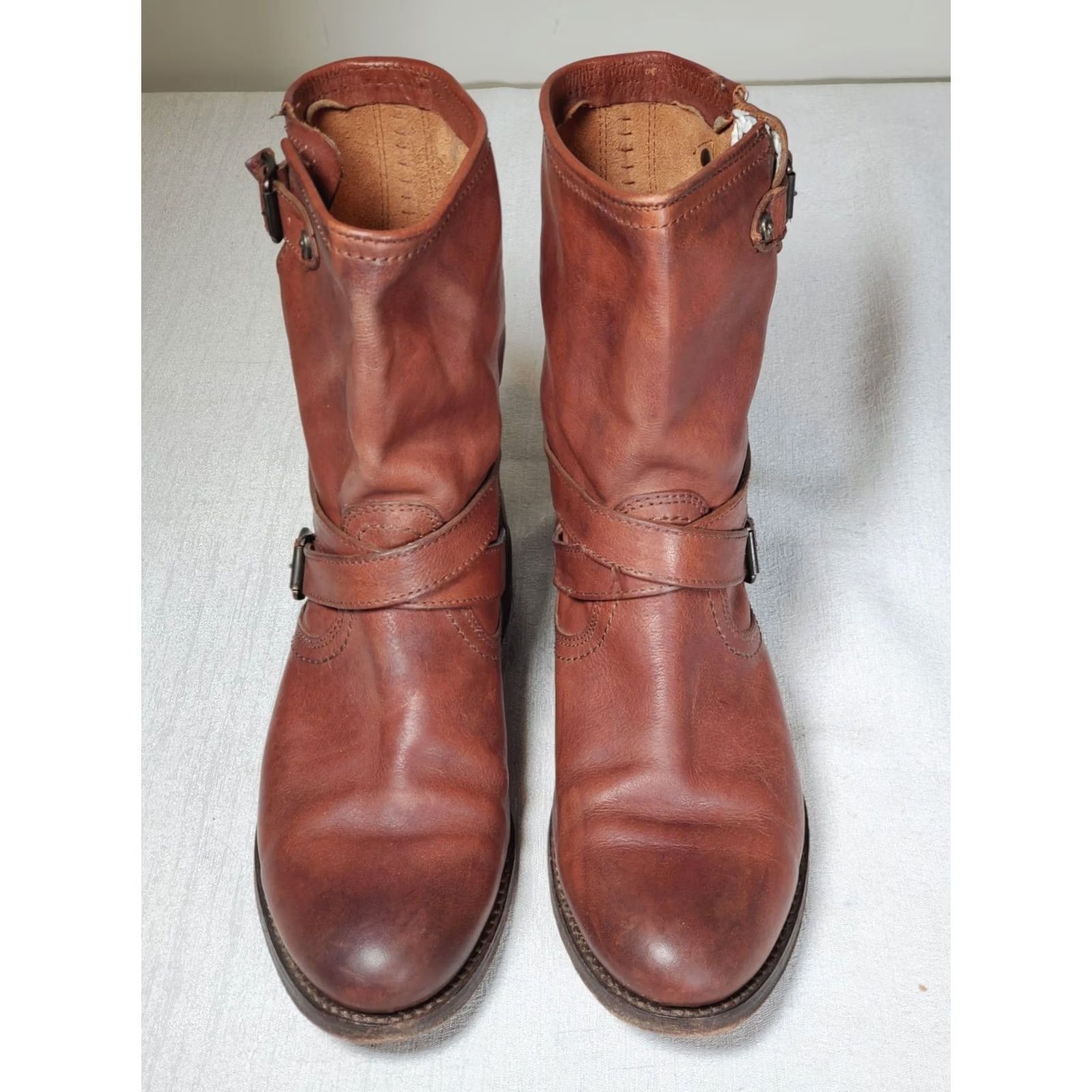 Frye FRYE Jayden Cross Engineer Boots Mahogany Leather Pull On Ankle Women's US 7 B Boots Womens Size US 7 / IT 37 - 6 Thumbnail