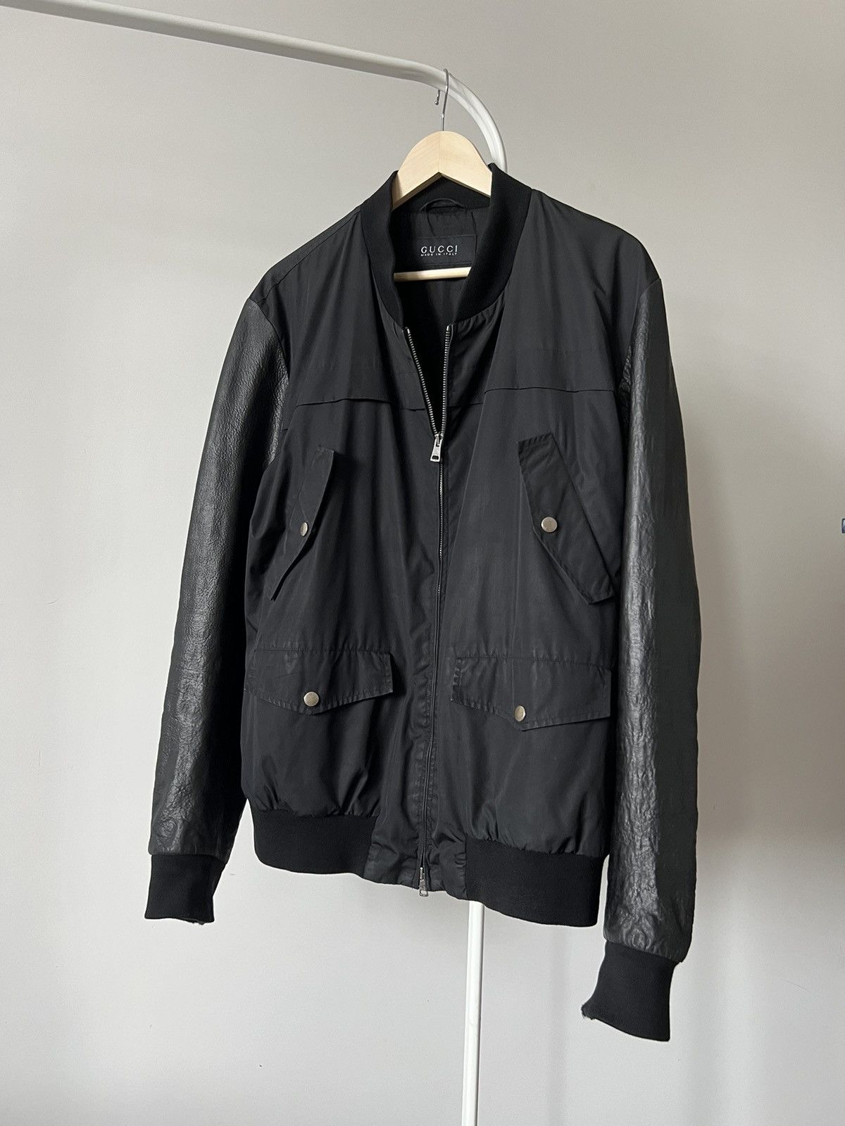 Gucci Gucci Bomber Jacket Leather Sleeve Rare Old Money Size US L / EU 52-54 / 3 - 2 Thumbnail