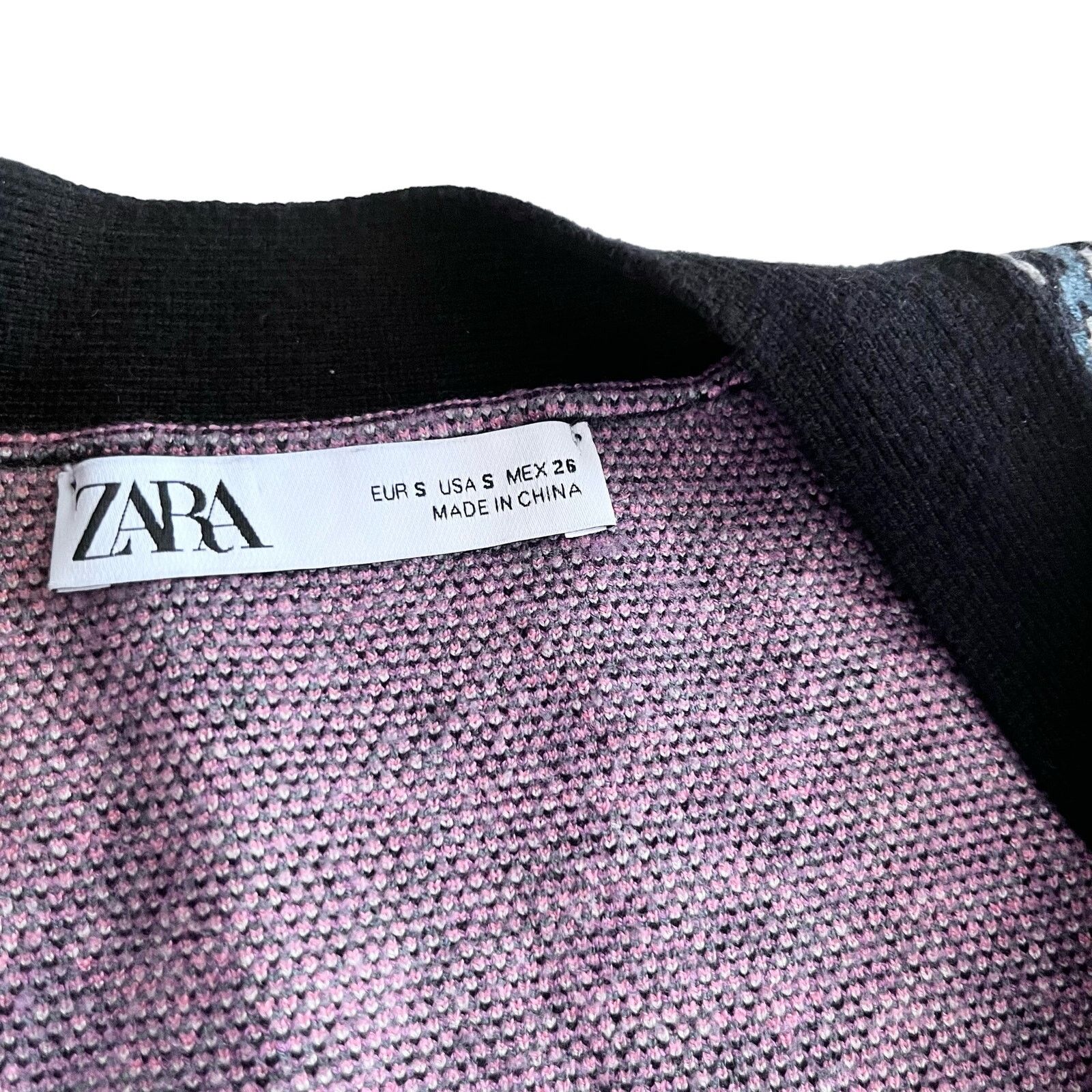 Zara Zara Black Pink Floral Jacquard Knit Cardigan Sweater Size S / US 4 / IT 40 - 4 Thumbnail