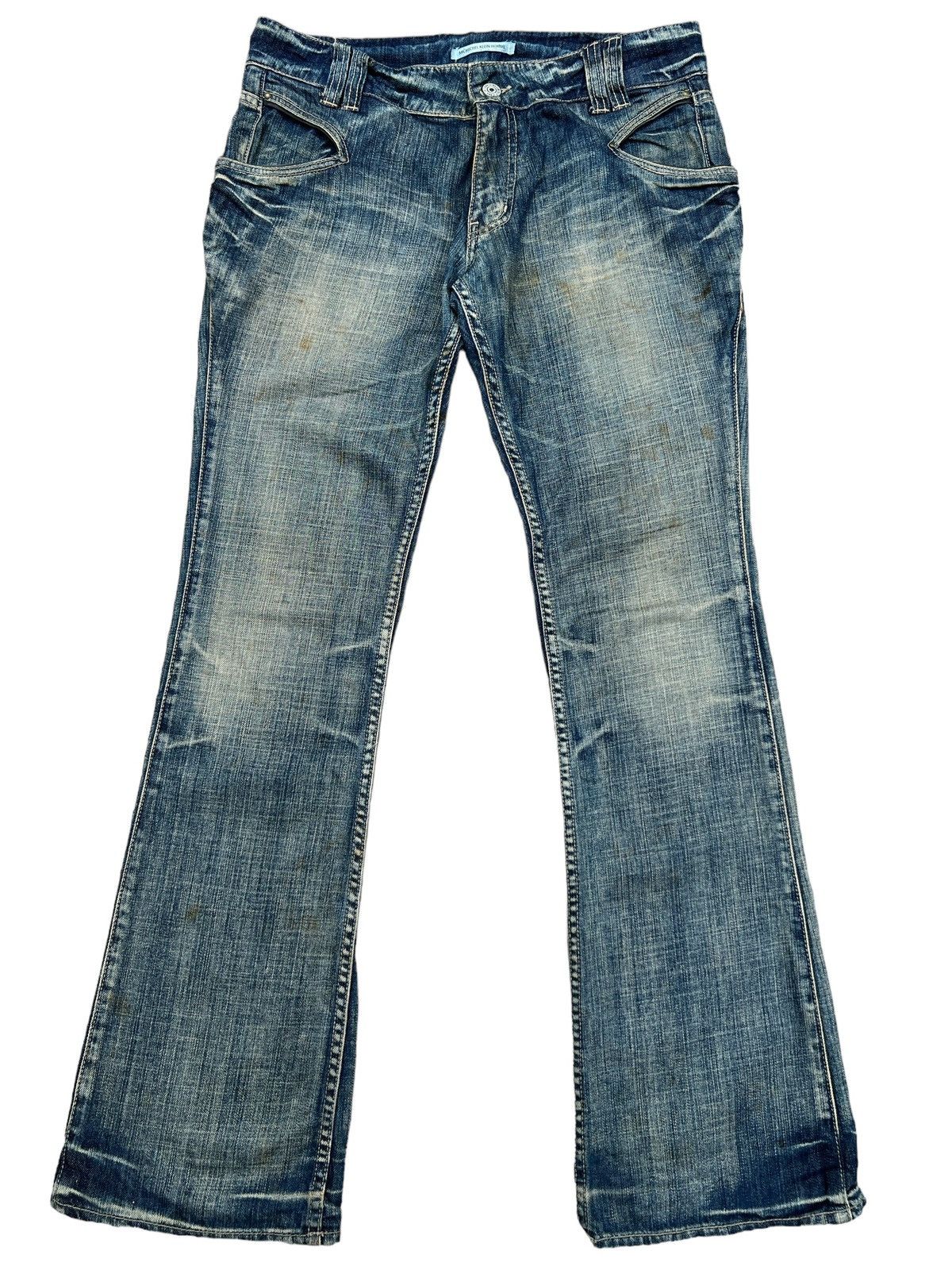 Michel Klein Michael Klein Distressed Faded Flare Denim Jeans 34x33 Size 34" / US 12 / IT 48 - 2 Thumbnail