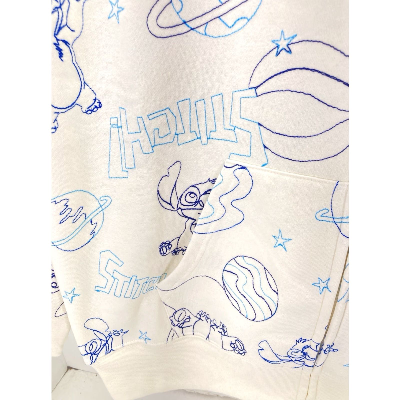 Disney Disney Stitch Hoodie Sweatshirt Women Medium Ivory Full Zip AOP Embroidered NWT Size M / US 6-8 / IT 42-44 - 5 Thumbnail