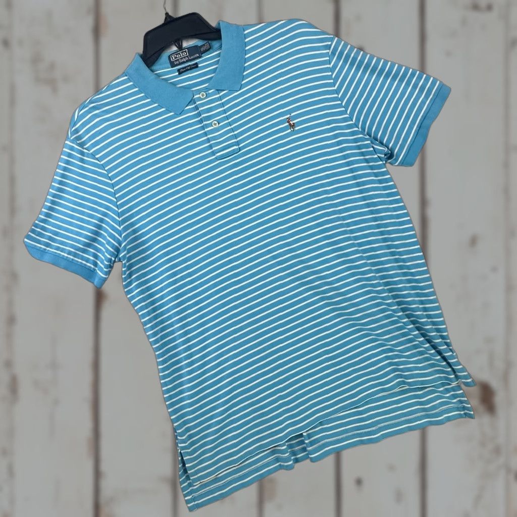 Polo Ralph Lauren Polo Shirt Mens XL Polo Ralph Lauren Striped Blue White Pima Soft Touch Casual Size US XL / EU 56 / 4 - 1 Thumbnail