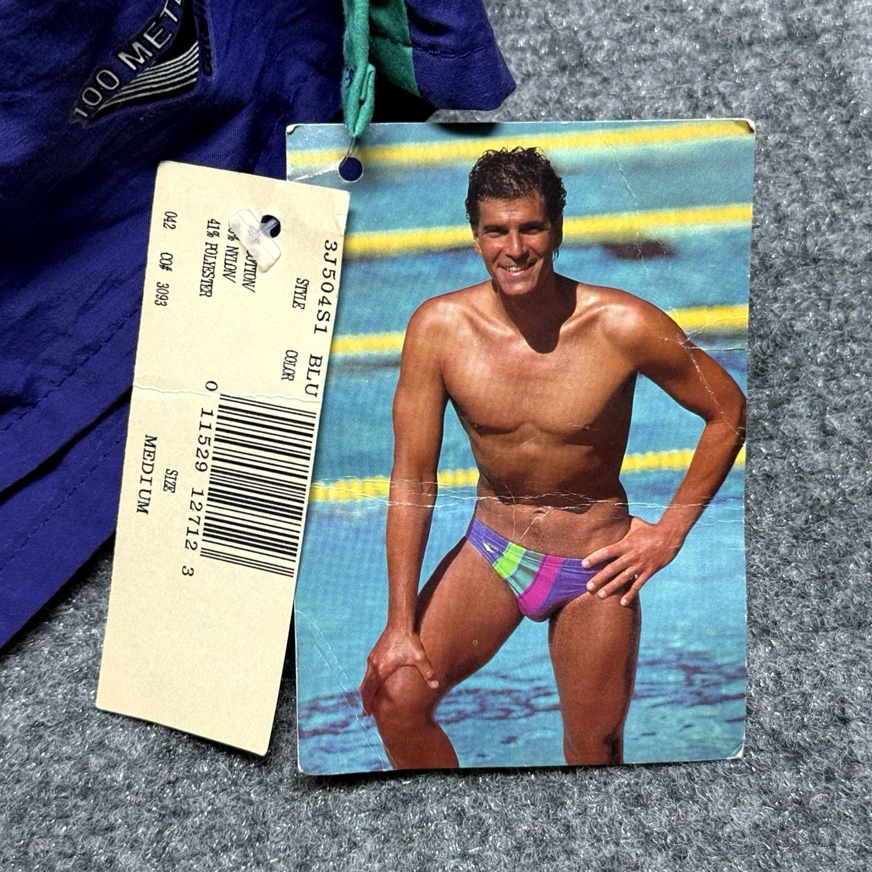 Catalina VINTAGE Catalina Men Trunks Bottom M Blue 100 Meters 80s NWT Deadstock Swim Trunks Beach 80s Mens Size US 31 - 4 Thumbnail