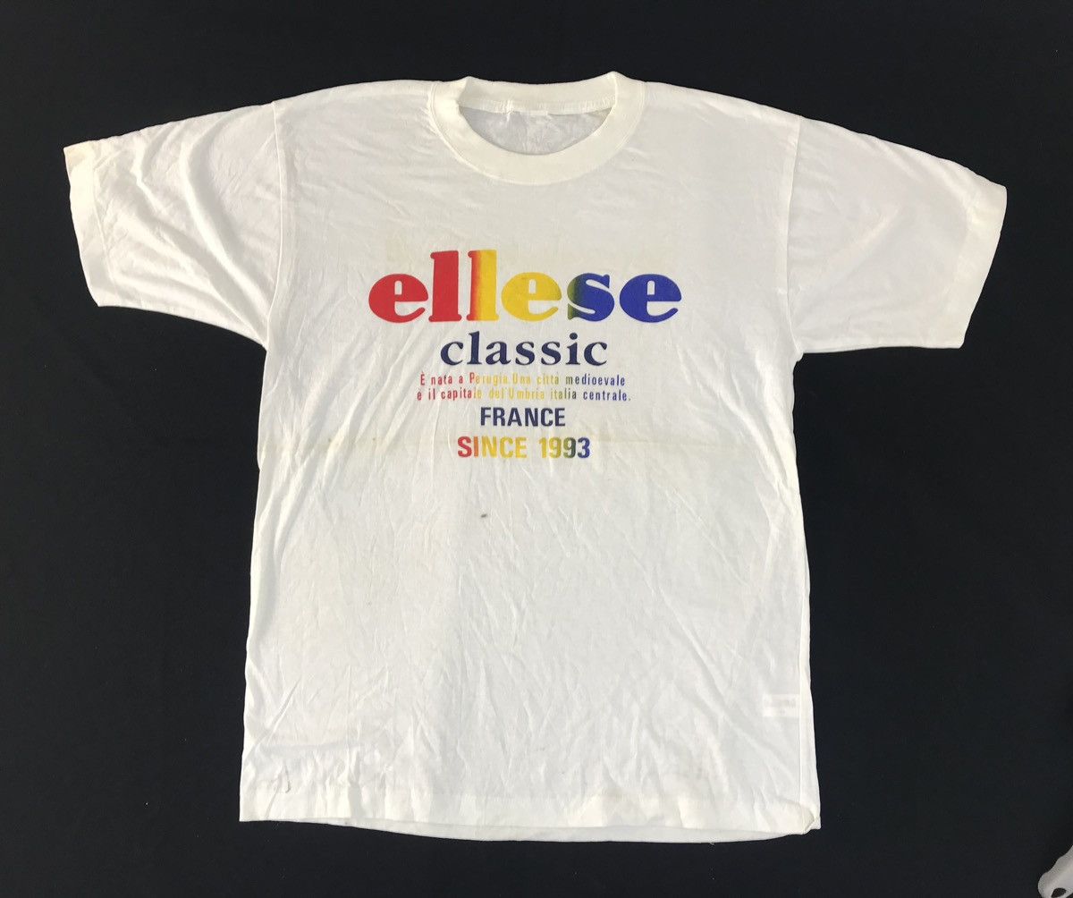 90s Hype Ellesse Classic France Since 93 Rainbow Design Tee