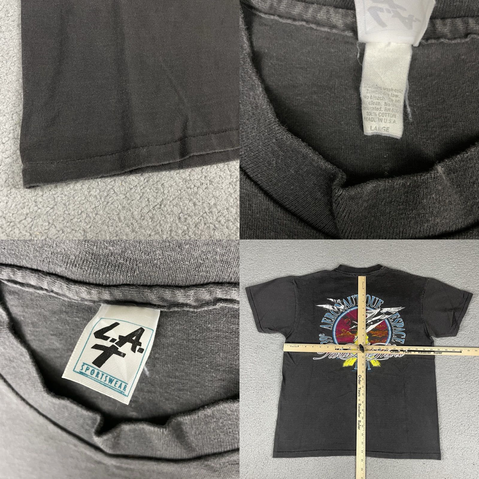 Vintage Vintage Paris Air Show T Shirt Mens Large Black Wings Aviation Distressed Rare L Size US L / EU 52-54 / 3 - 9 Thumbnail