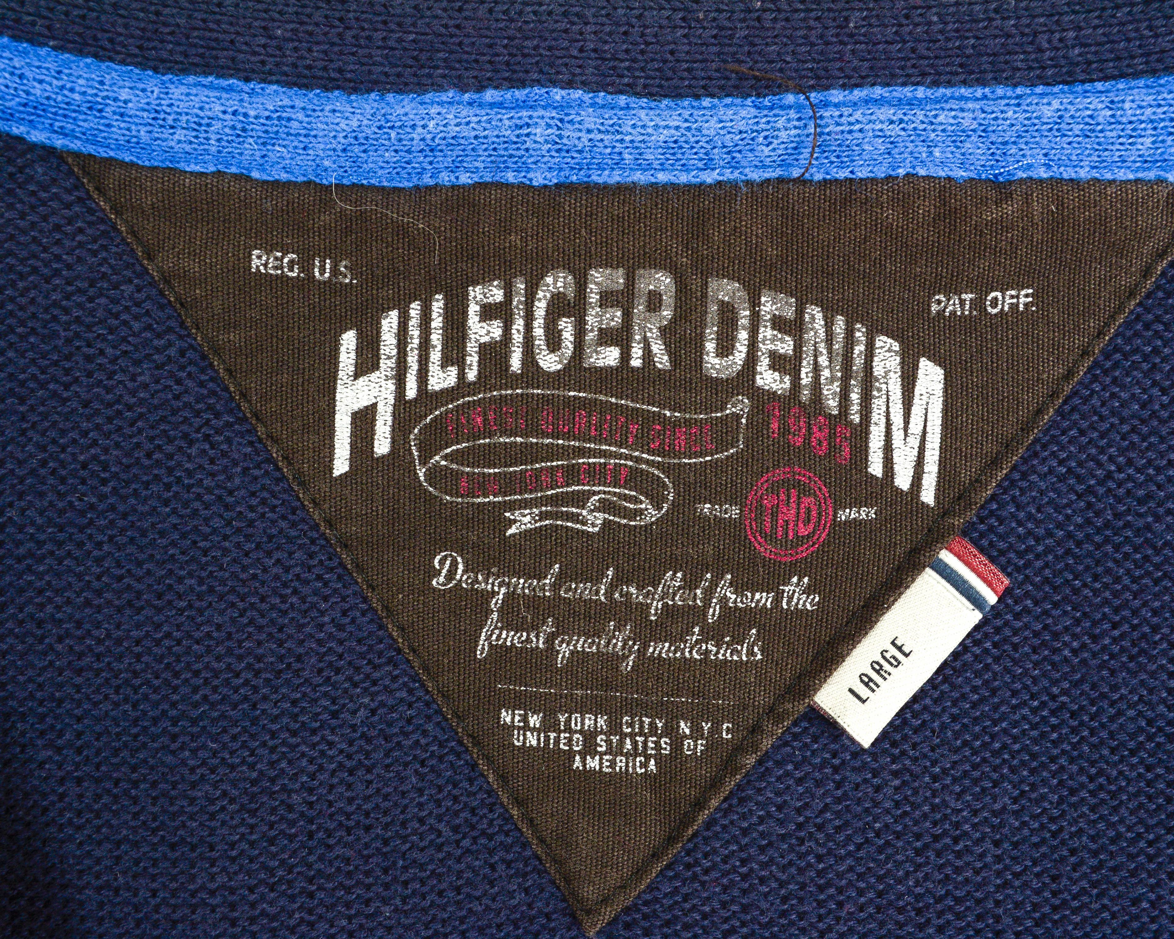 Tommy Hilfiger Denim Men L Striped Jumper Sweater Jacket Tommy Cotton navy Size US L / EU 52-54 / 3 - 3 Thumbnail