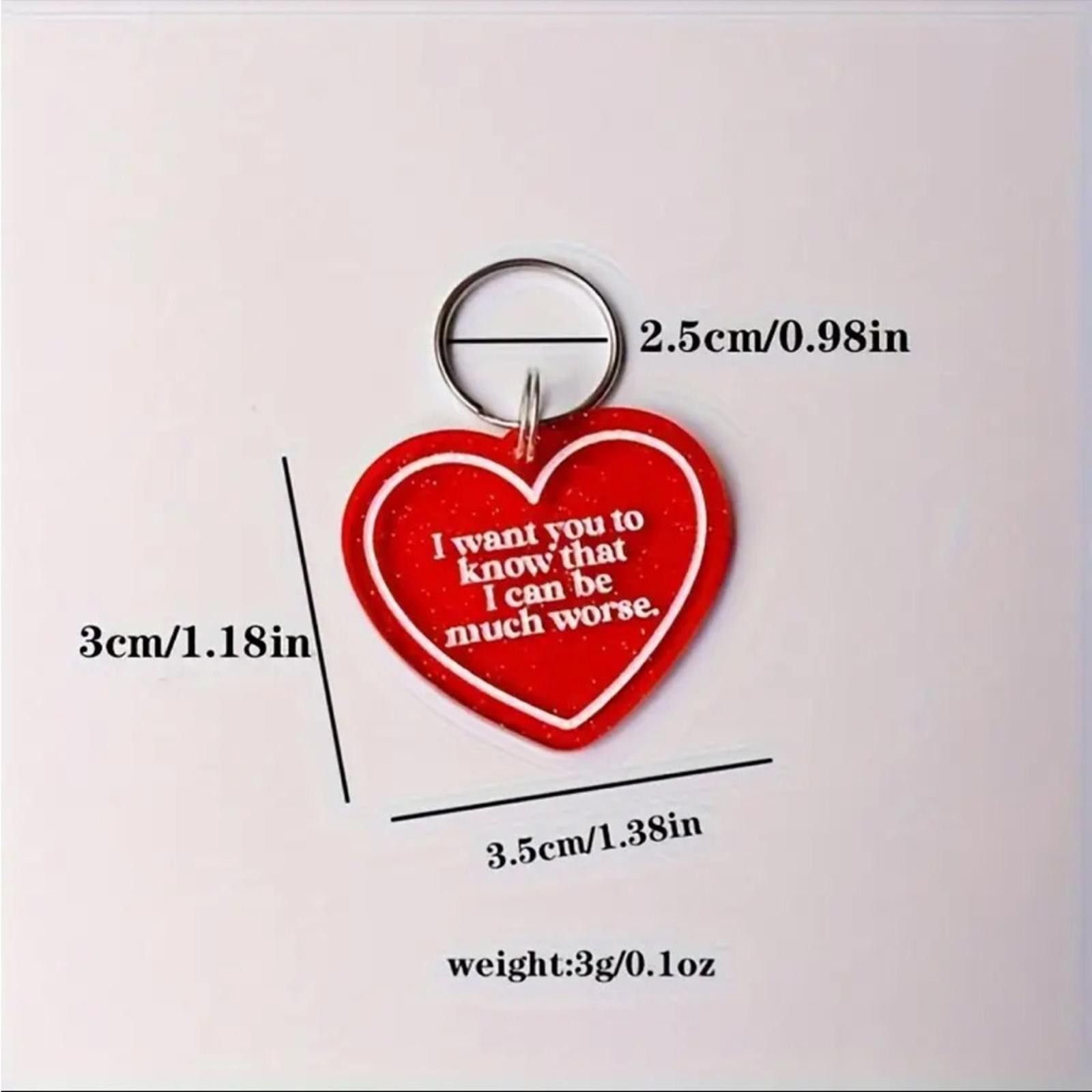Designer Red Heart Keychain with White Text Size ONE SIZE - 3 Thumbnail