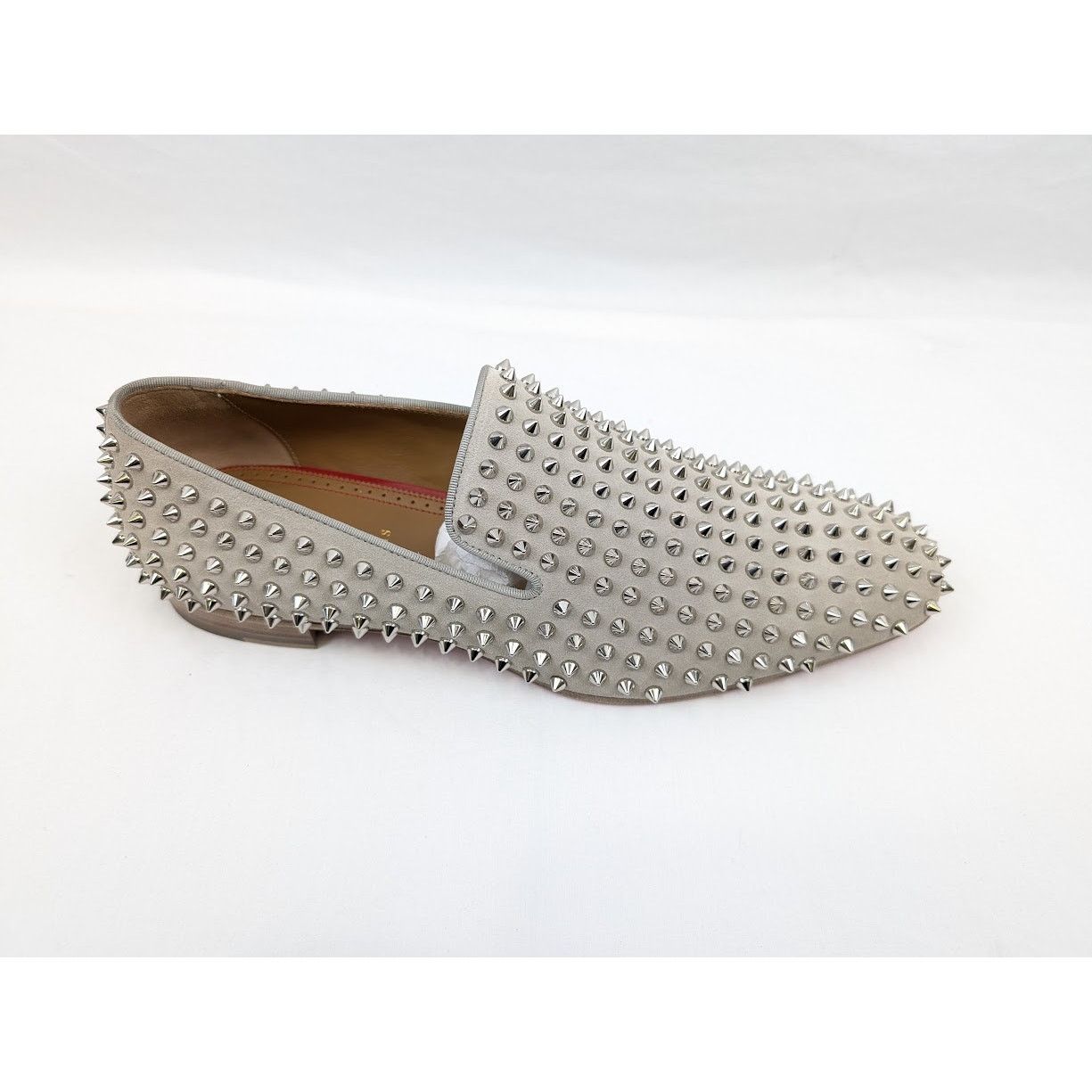 Christian Louboutin o1rshd1 Crosta Dandelion Spikes Flat Shoes in Goose/Silver Size US 12 / EU 45 - 2 Thumbnail