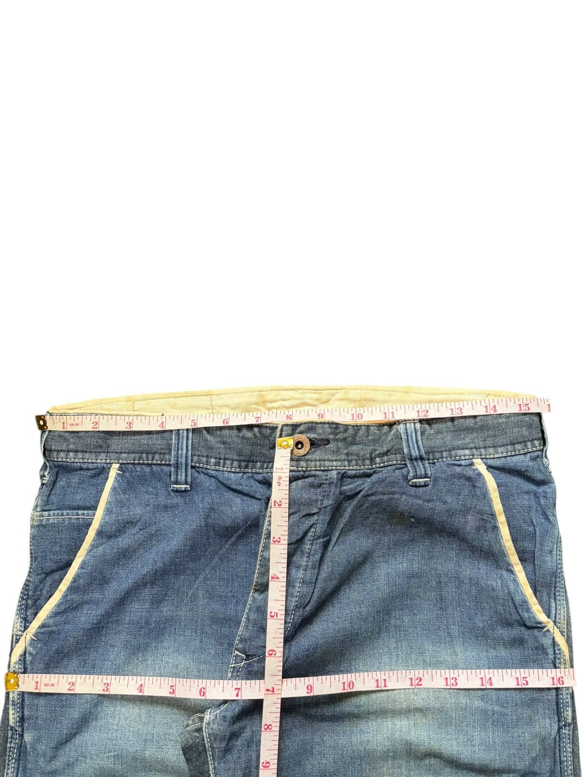 Marithe + Francois Girbaud Vintage Japanese Brand Carpenter Patch Distress Loose Jeans Size 31" - 6 Thumbnail