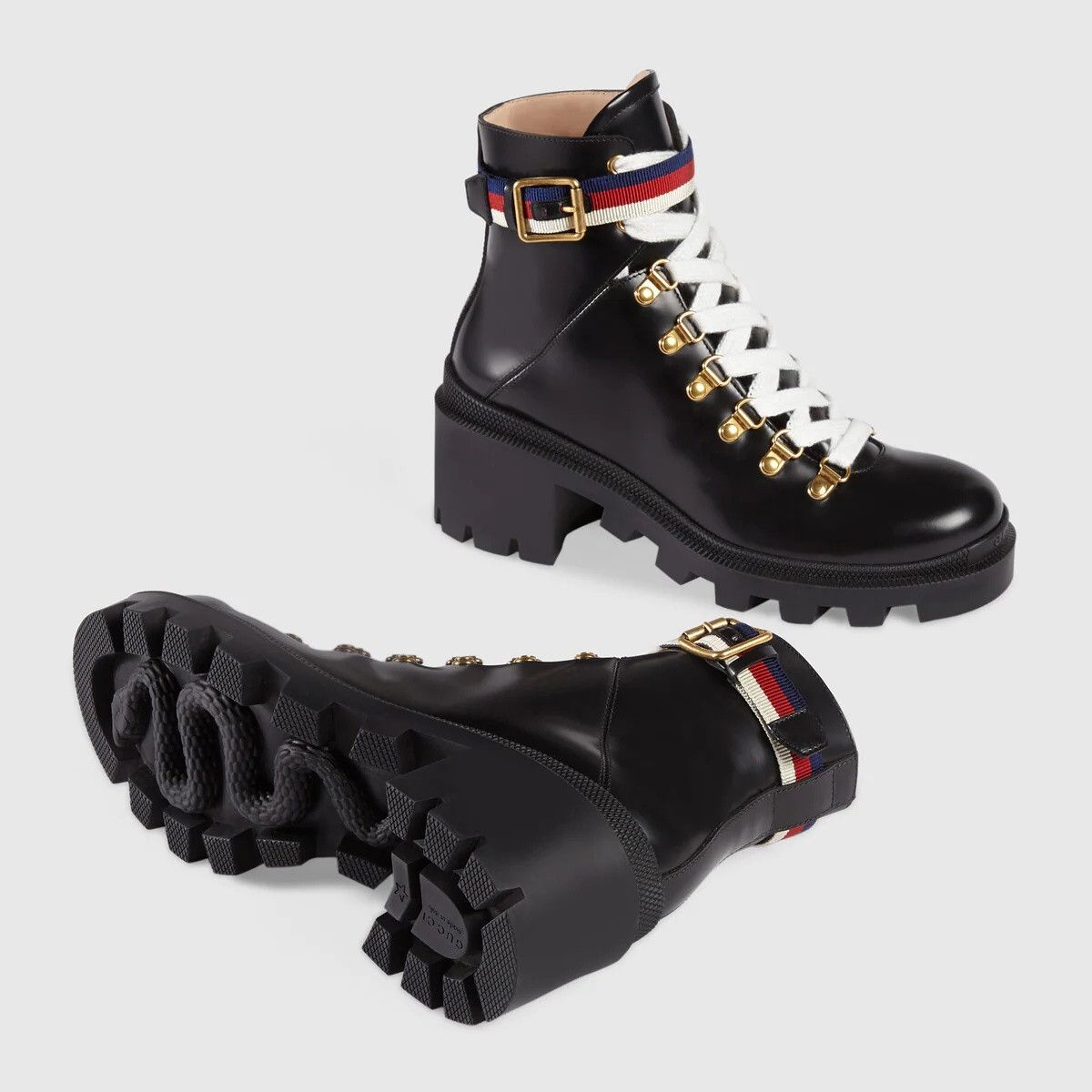 Gucci o1s1wg110425 Leather Ankle Boots With Sylvie Web in Black Size US 6 / IT 36 - 5 Thumbnail