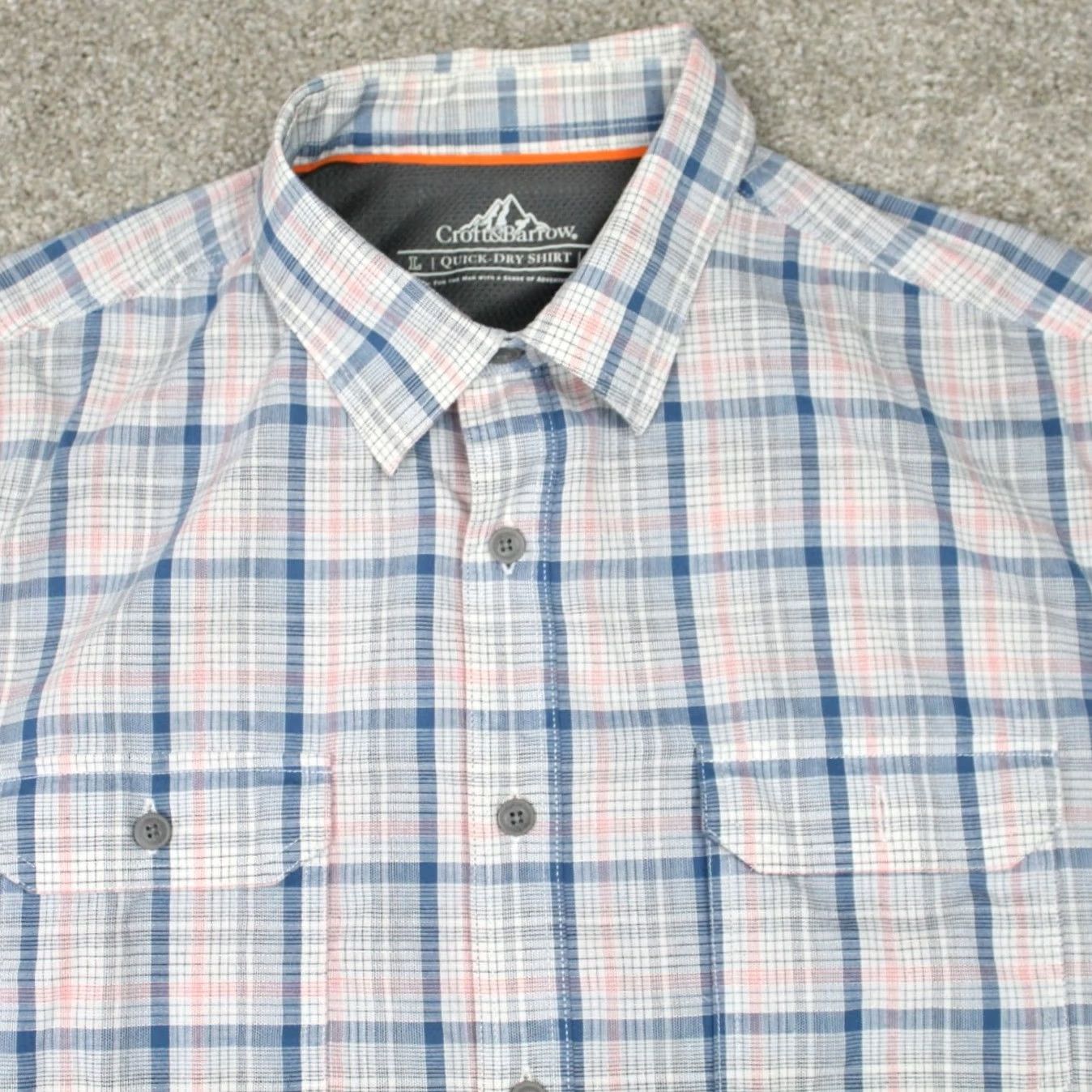 Croft & Barrow Croft & Barrow Shirt Mens Large Blue/Pink/White Quick-Dry Cotton Stretch S/S Plaid Button-Up Casual/Workwear Size US L / EU 52-54 / 3 - 6 Thumbnail