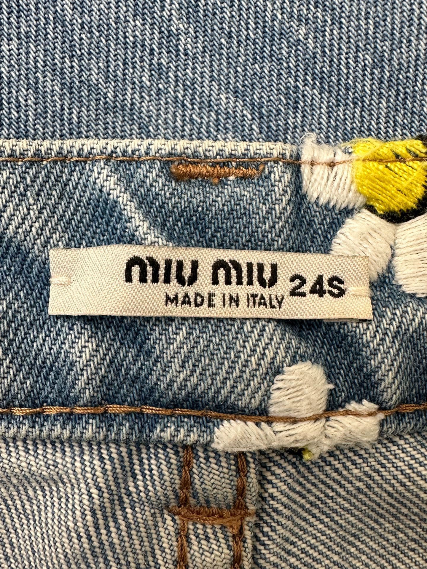 Miu Miu MIU MIU heavily embroidered daisy blue women's jeans Size 42" / US 20 - 8 Thumbnail