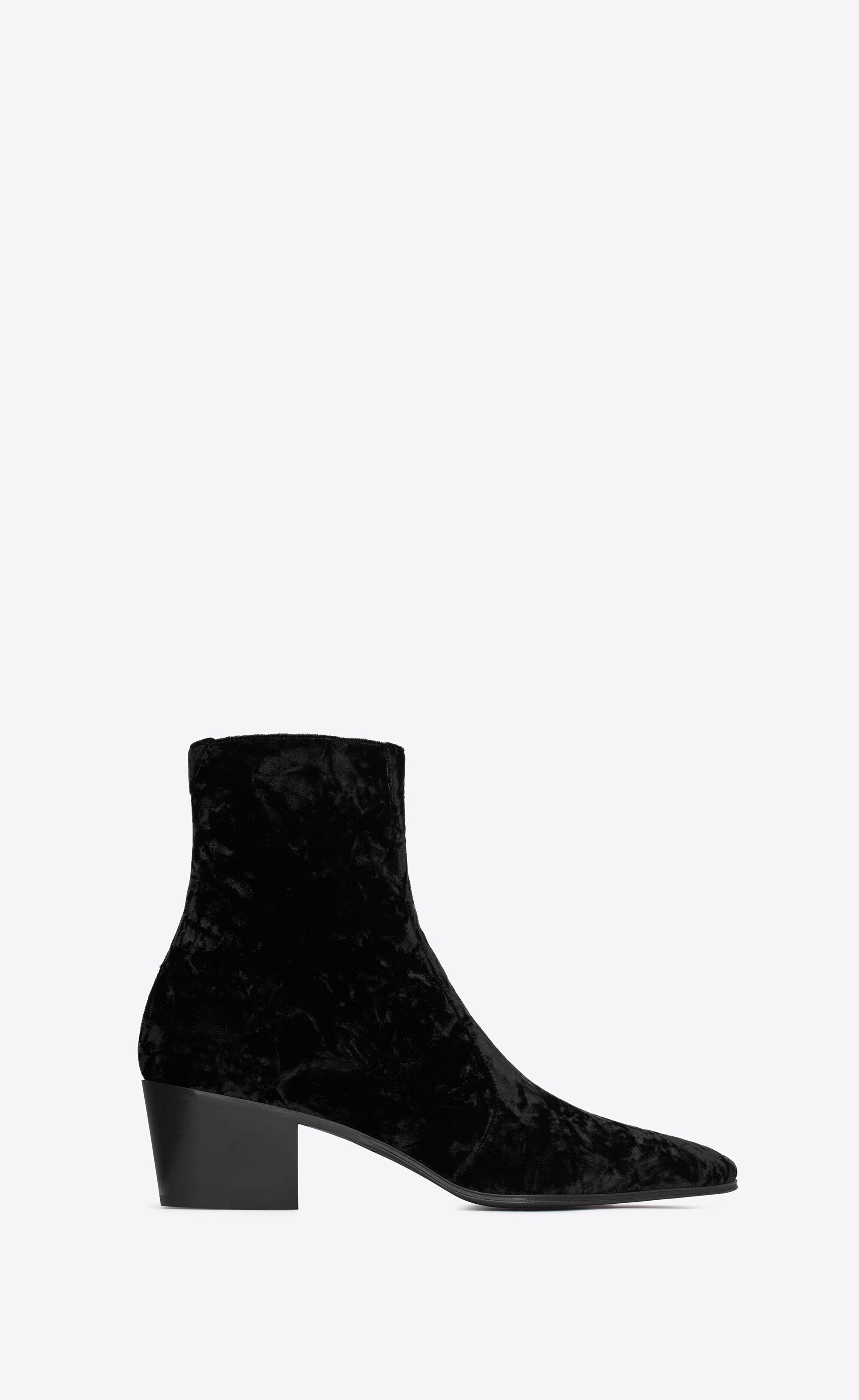 o1s1wg110824 Vassili Zipped Boots in Velvet in Black