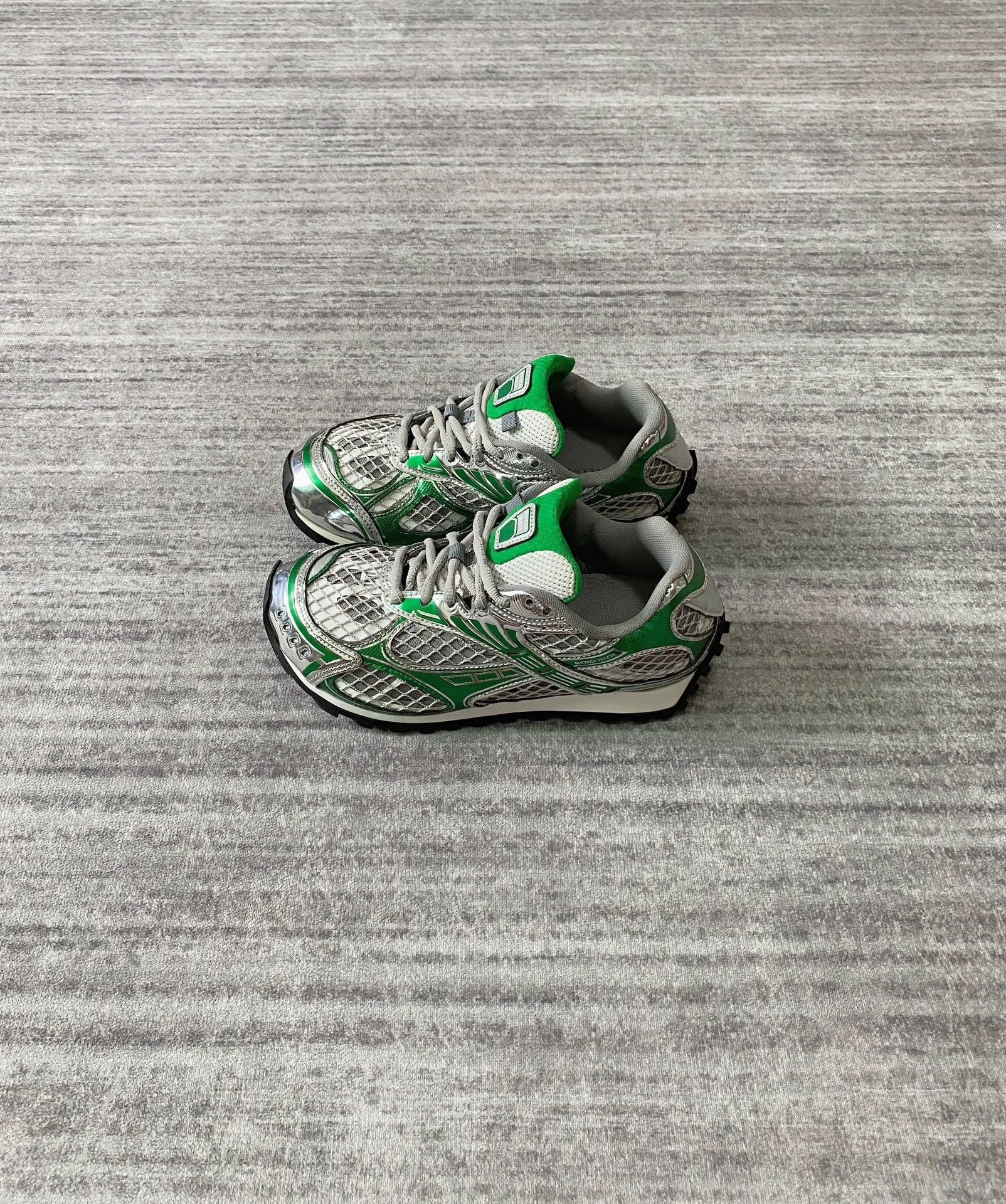 Bottega Veneta BV Orbit Green Silver Retro Running Shoe Women's 37 Size US 6.5 / IT 36.5 - 3 Thumbnail