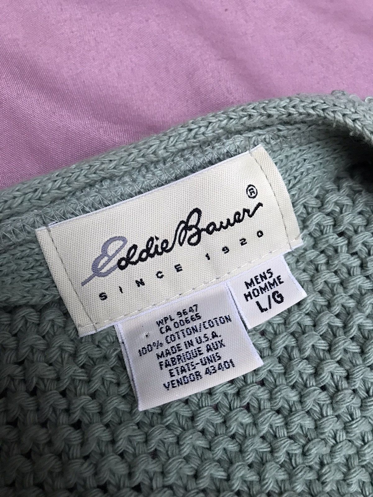 L.L. Bean MADE IN USA KNITTED COTTON VEST IN A BEAUTIFUL MINTH GREEN Size US L / EU 52-54 / 3 - 1 Thumbnail