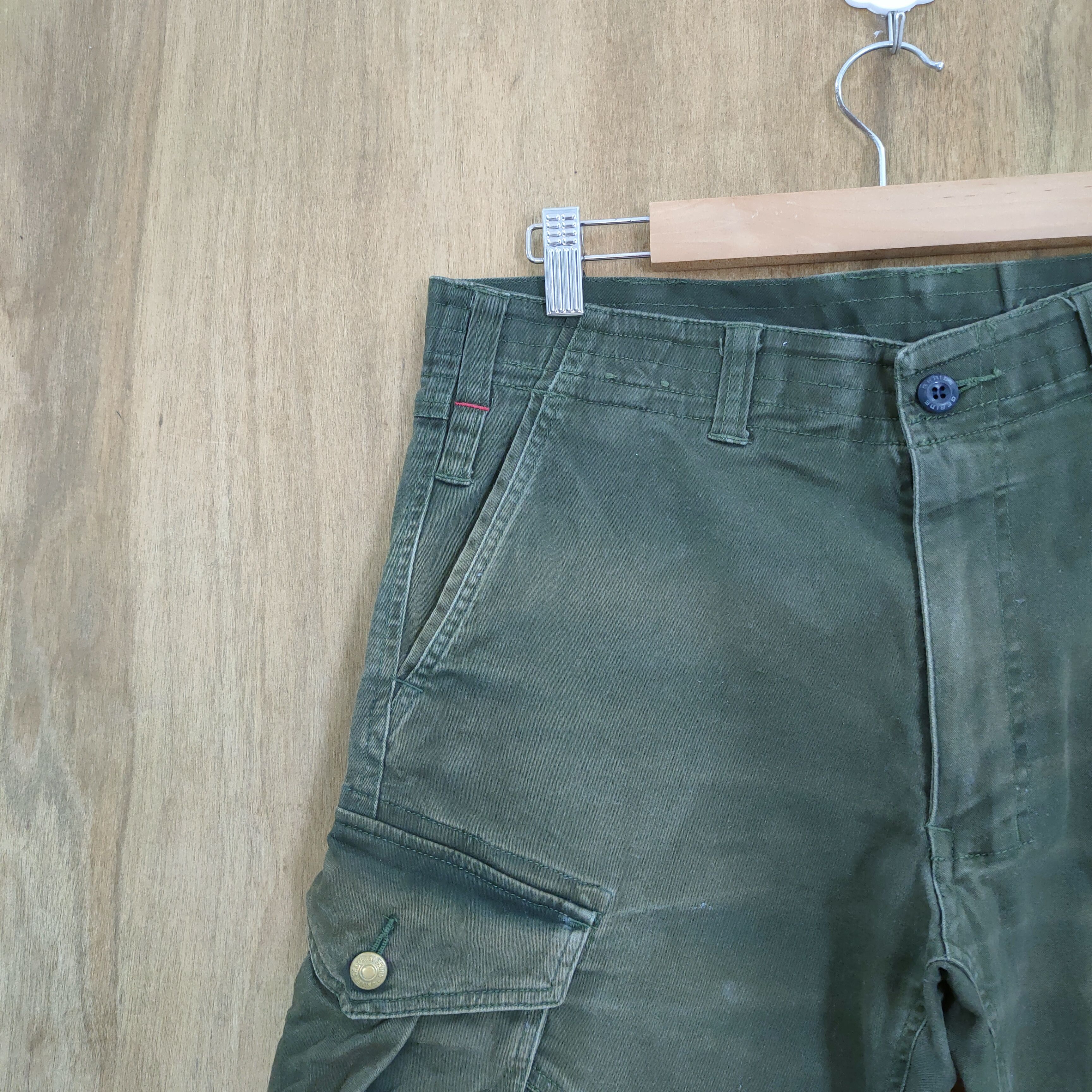 Japanese Brand VINTAGE GRIDE FADED GREEN CARGO PANTS Size US 33 - 4 Thumbnail