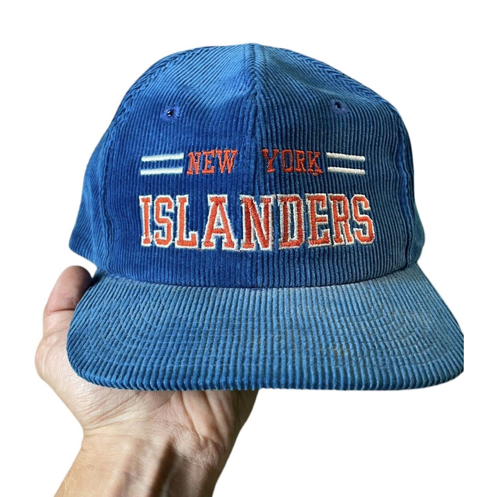 NHL Vintage 90s New York Islanders Faded Corduroy Snapback Hat Size ONE SIZE - 1 Thumbnail