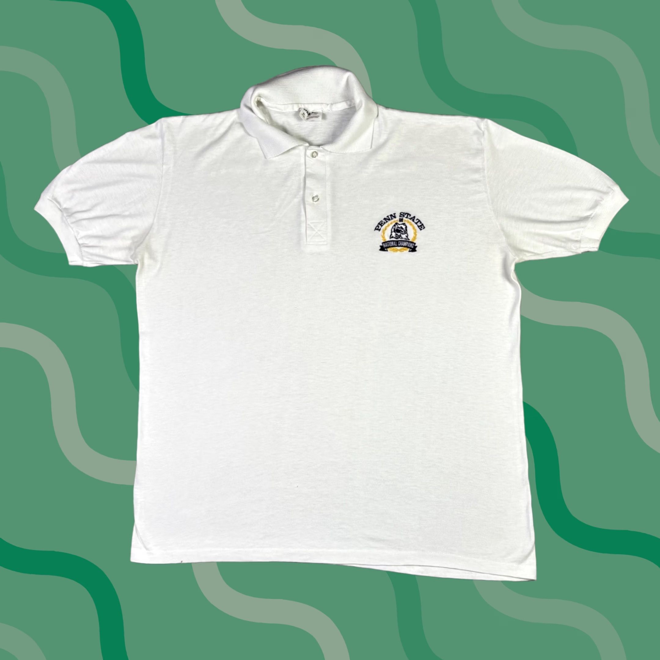 Penn VINTAGE Penn State University Collard Polo Shirt White XL 80s 90s Nike Golf Mens Polo Collared Short Sleeve Cotton Regular Size US XL / EU 56 / 4 - 1 Thumbnail