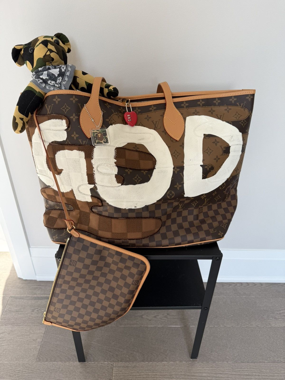 Louis Vuitton x Nigo Nevereverfull Brown Custom Tote Bag