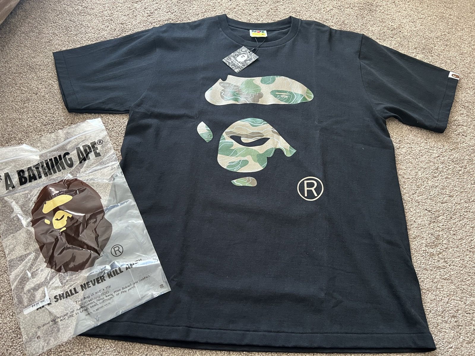 Bape Brand new A Bathing Ape Layered line camo ape face tshirt XL Size US XL / EU 56 / 4 - 1 Thumbnail