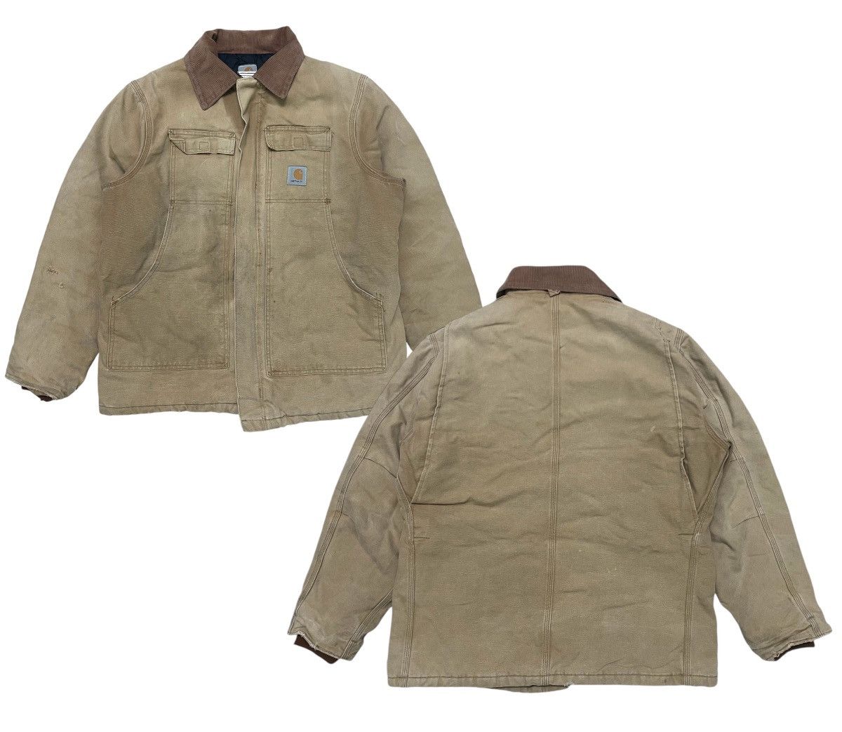 Carhartt VINTAGE CARHARTT KHAKI NICELY FADED QUILTED LINEN RARE Size US L / EU 52-54 / 3 - 1 Thumbnail