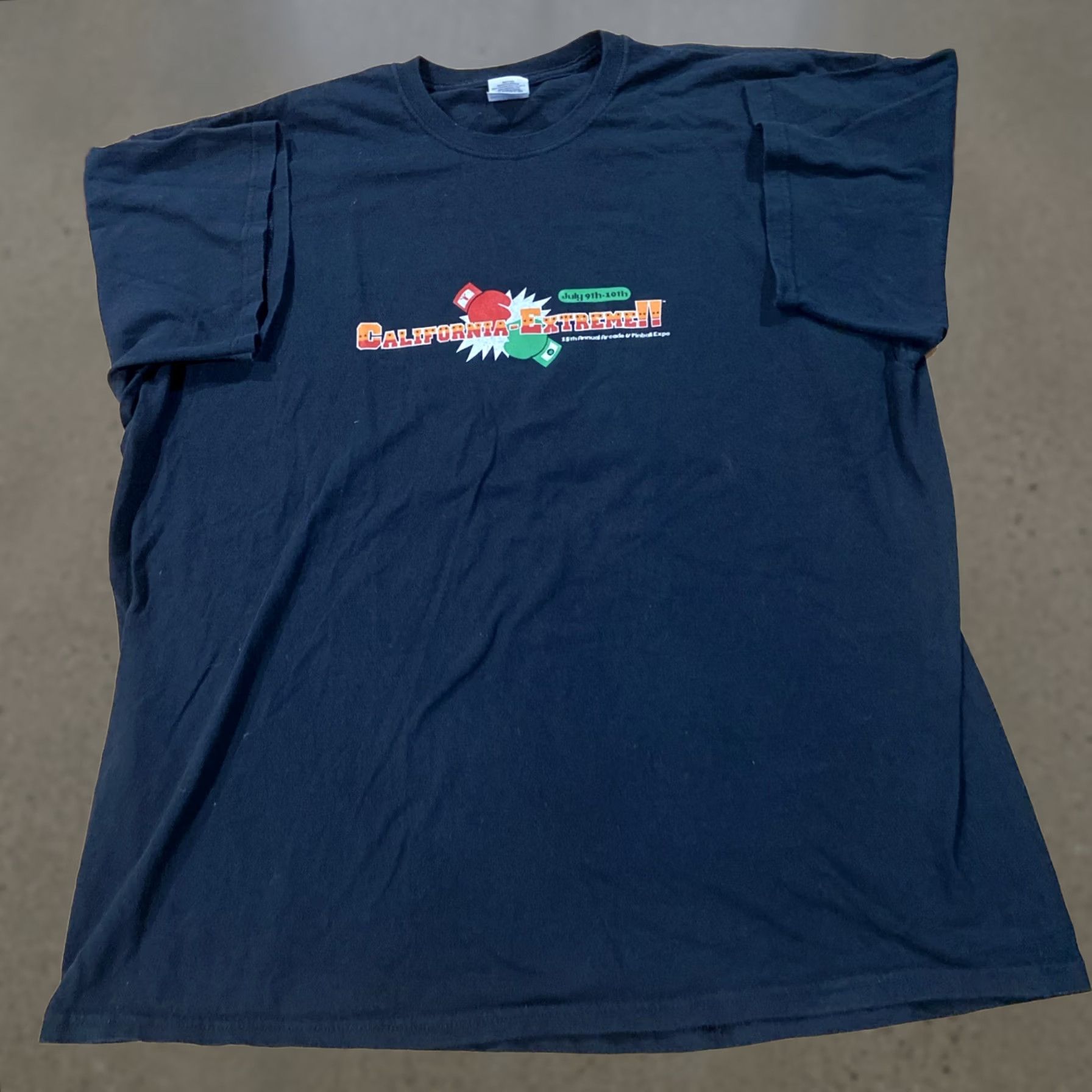 Gildan 2011 California Extreme Arcade and Pinball Show T-Shirt Men 2XL Black Gildan Short Sleeve Crew Neck Cotton Graphic Print Pinball and Video Theme Mens Size US XXL / EU 58 / 5 - 1 Thumbnail