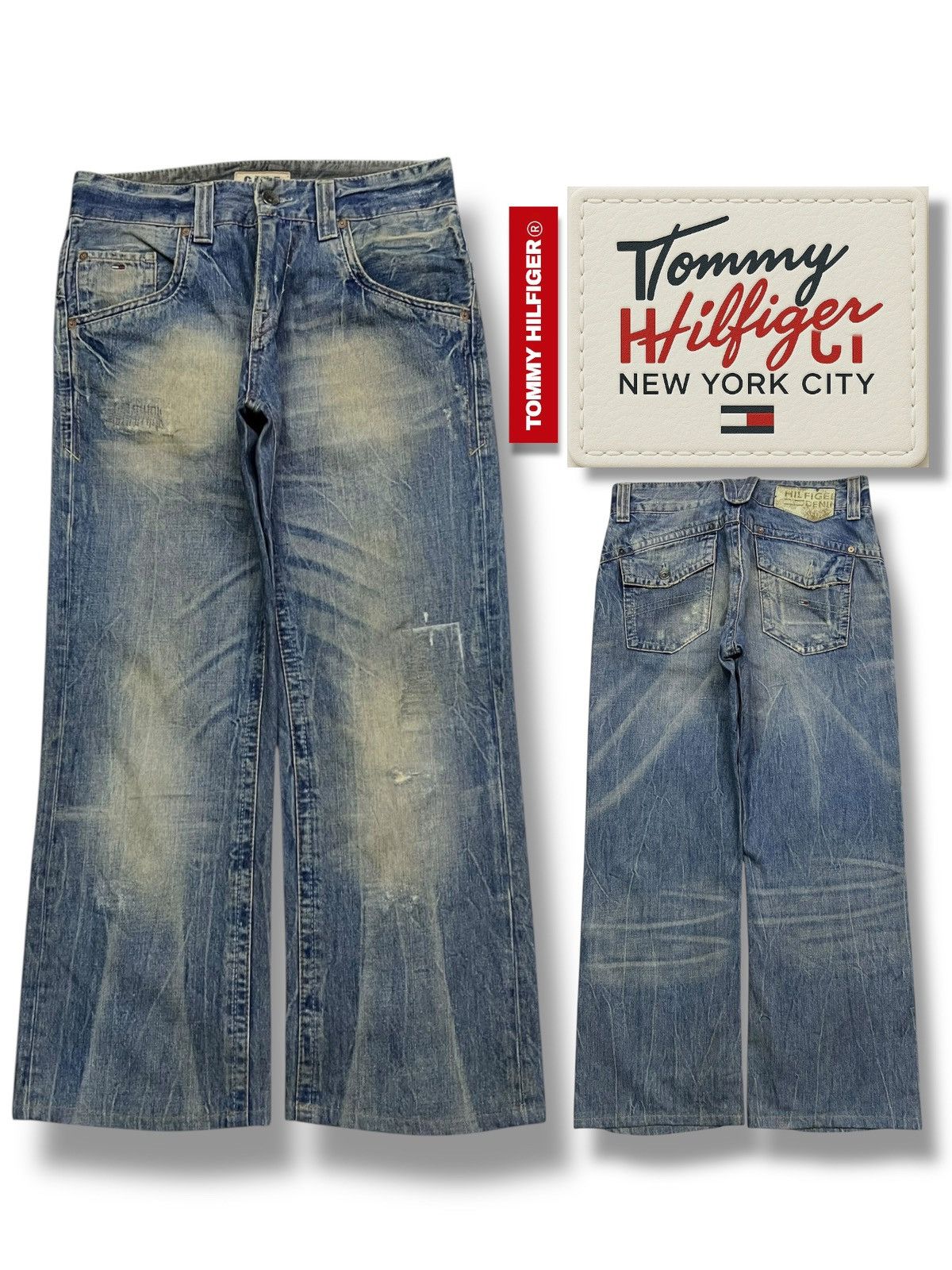 Tommy Hilfiger Baggy Vintage Tommy Hilfiger Denim Gage - Faded Mud Wash Size US 31 - 1 Thumbnail