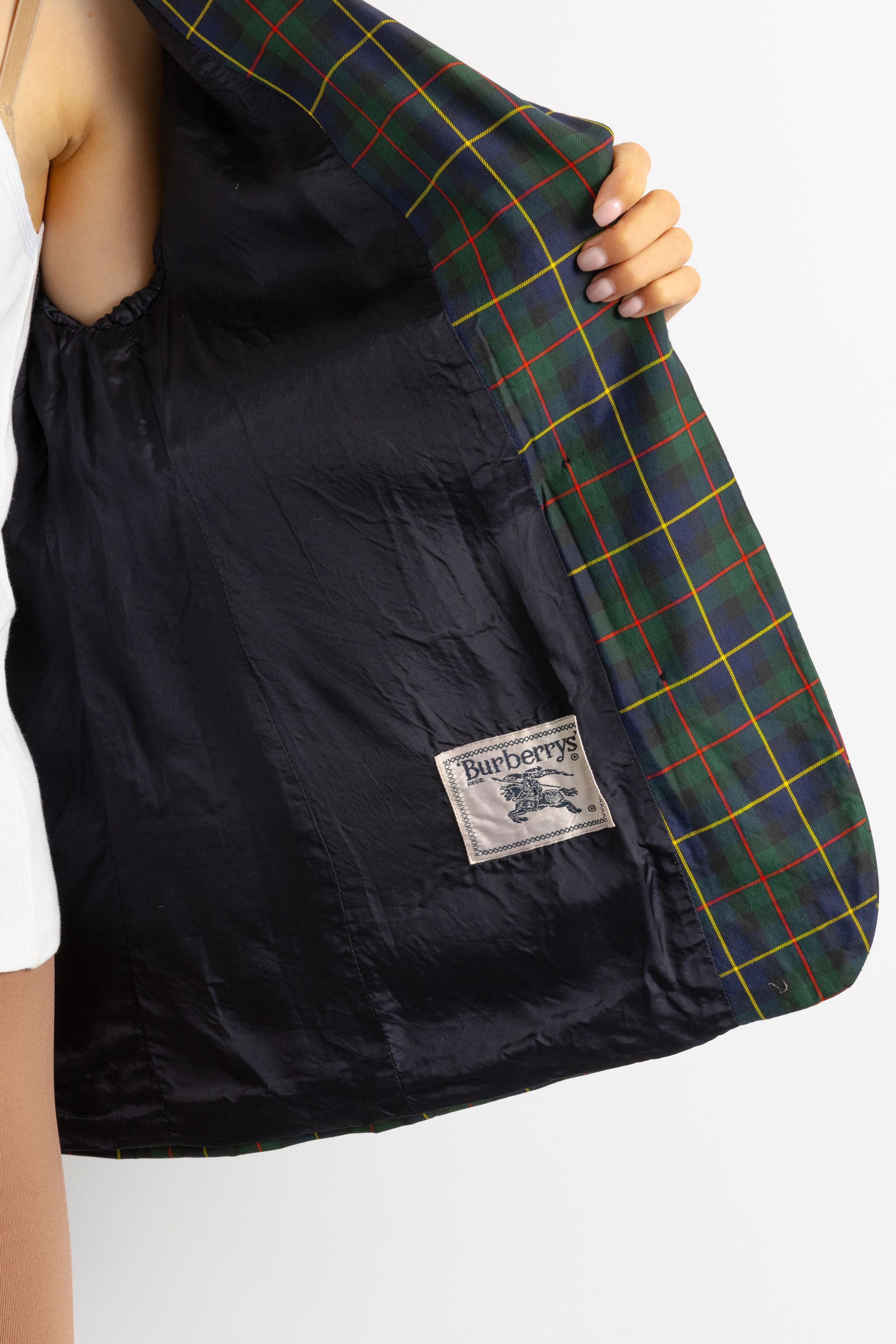 Burberry Burberry's Cotton Blazer Checked Green Blazer 8704 Size M / US 6-8 / IT 42-44 - 3 Thumbnail
