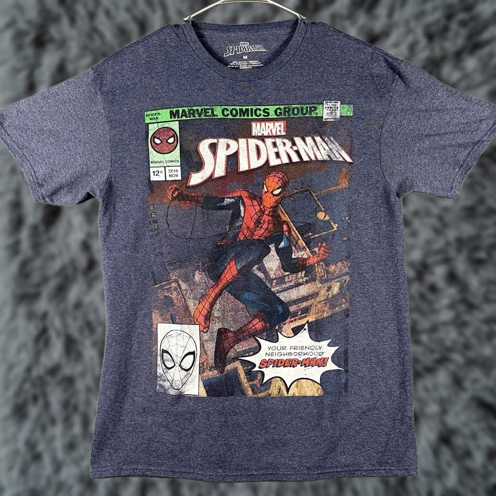 Vintage Spider-man T Shirt Adult Medium Blue Graphic Print Crew Neck Marvel Mens Novelty T Shirts Size US M / EU 48-50 / 2 - 1 Thumbnail