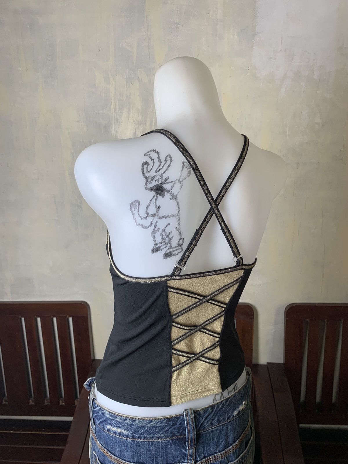 Japanese Brand y2k Da Miss Japan Fitted Beach Swim Cross Lace Up Tank Top Size S / US 4 / IT 40 - 3 Thumbnail