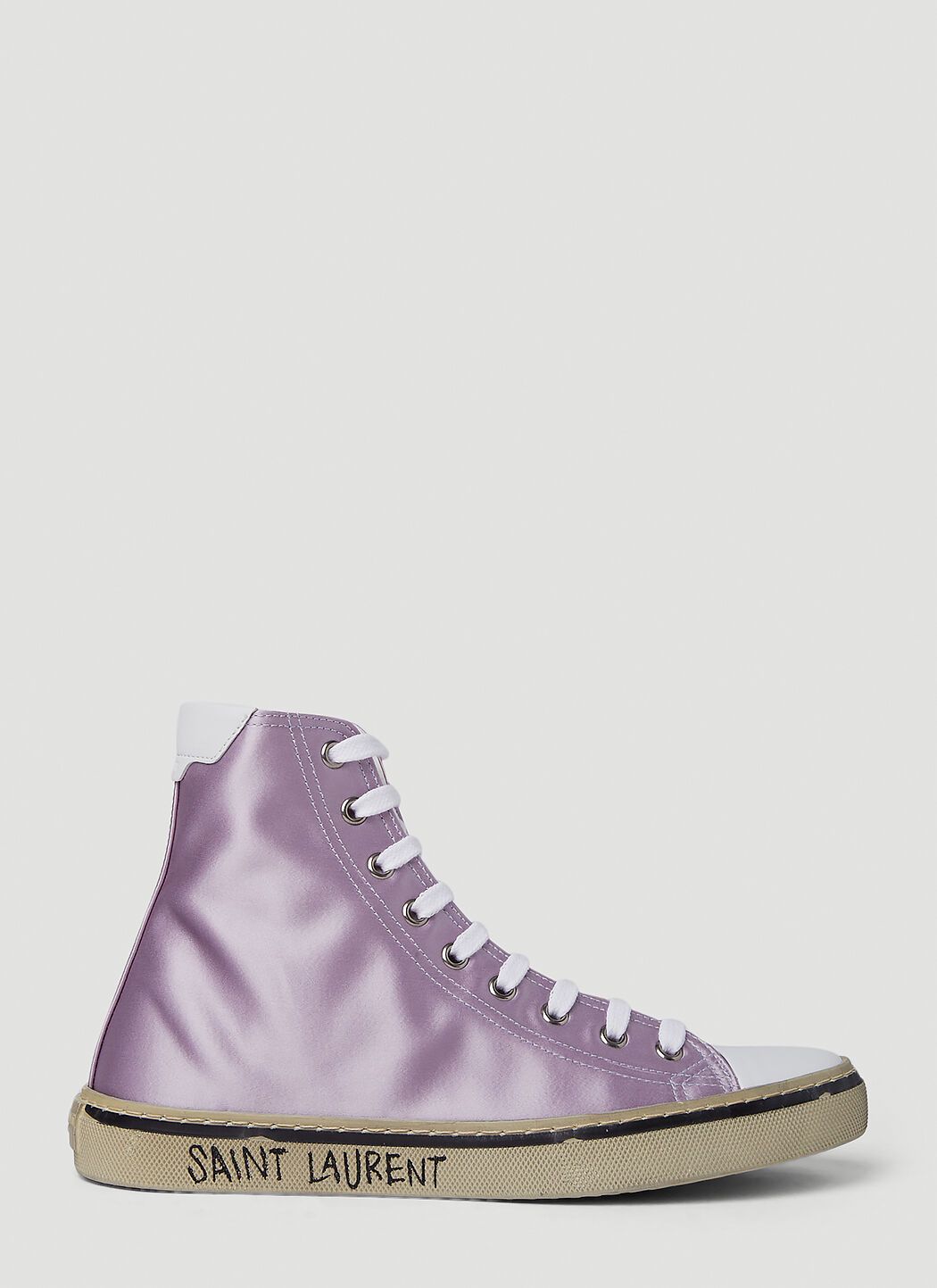 image of Saint Laurent Paris Malibu Satin Sneakers In Lilac in Purple, Women's (Size 8)