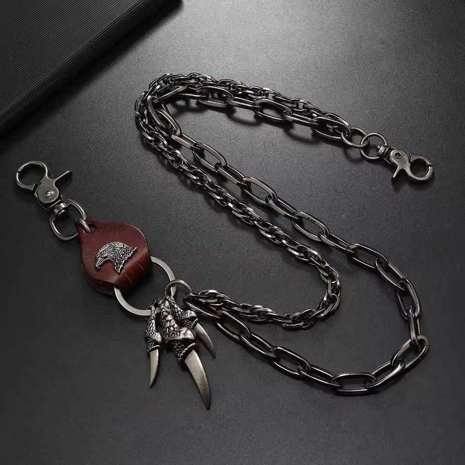 Jewelry Brown Punk Eagle Claw Wallet Chain Leather Detail Size ONE SIZE - 2 Thumbnail