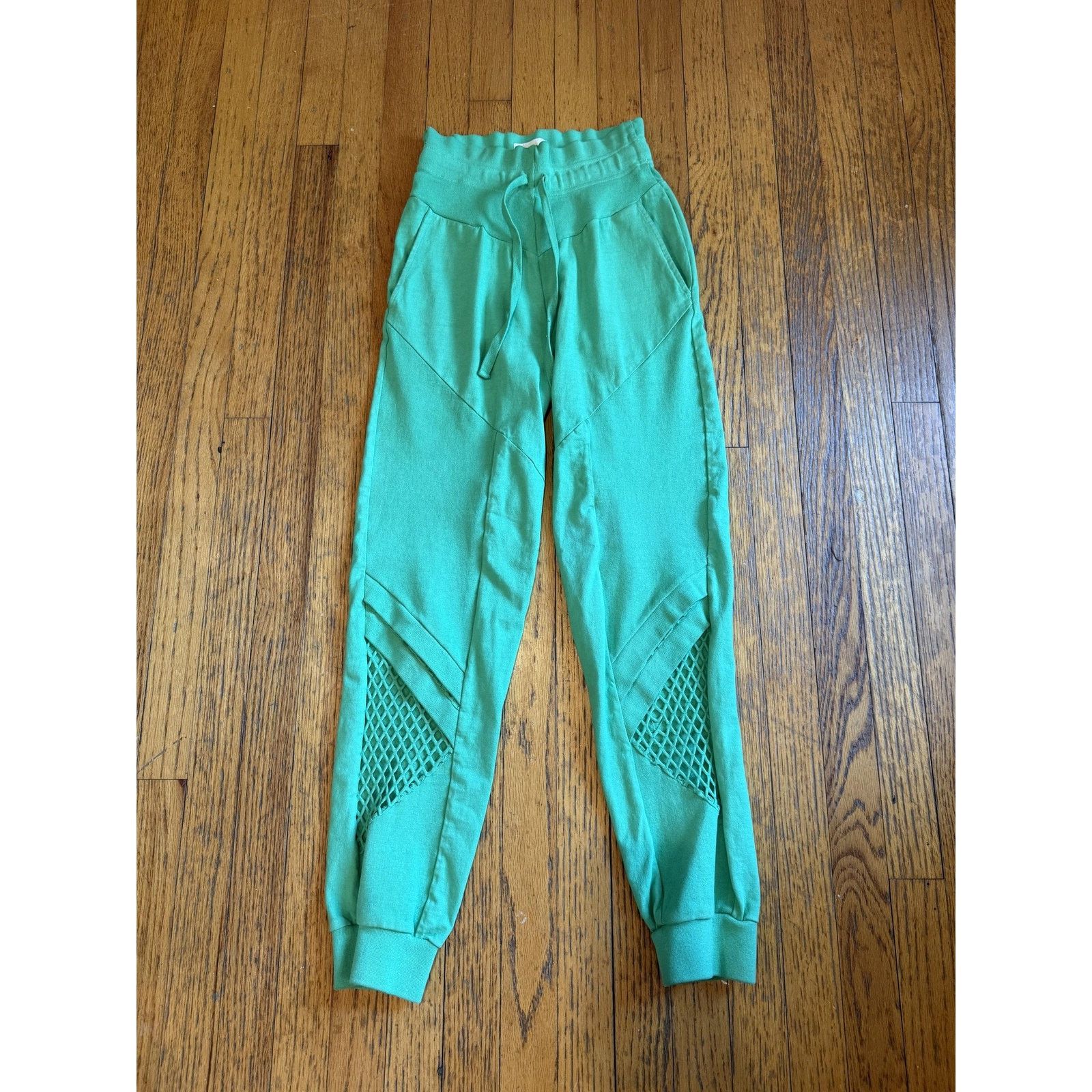 Other Noam Pants Womens XS Green Mesh Panel Joggers 100% Cotton Size 24" / US 00 / IT 34 - 2 Thumbnail