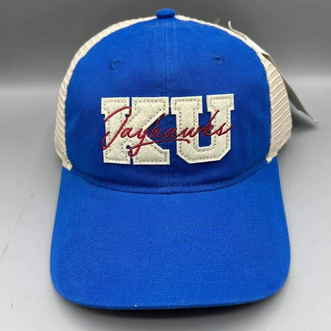 The Game Kansas Jayhawks NCAA Trucker Hat Men Blue White Snap Back Size ONE SIZE - 1 Thumbnail