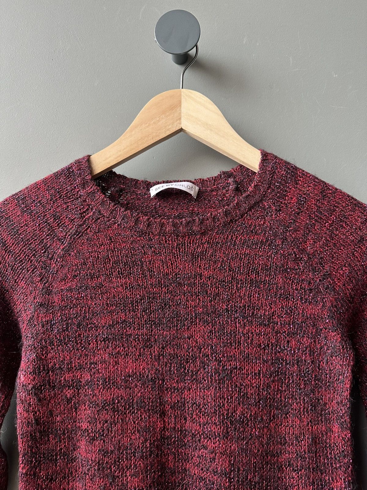 See by Chloe See By Chloe Crop Lurex Knit Sweater Size XS / US 0-2 / IT 36-38 - 2 Thumbnail