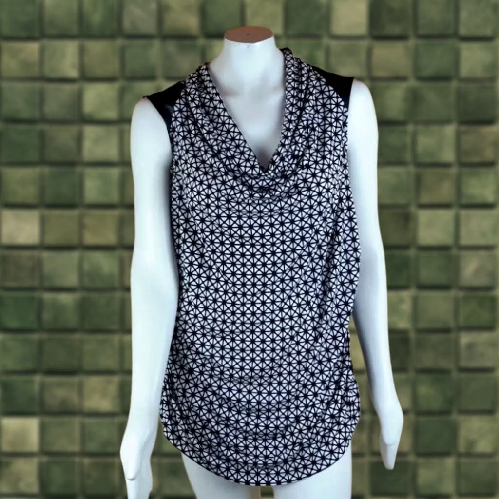 Worthington Worthington top Womens 2X Black/White sleeveless cowl neck ruched NWT Blouse Size XXL / US 16-18 / IT 52-54 - 1 Thumbnail