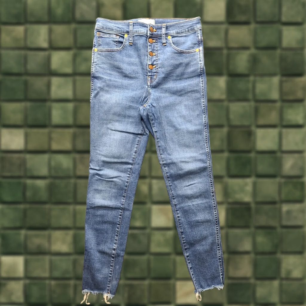 Madewell Madewell High Rise Skinny Jeans Womens 28x27 Light Wash Distressed Raw Cuff Slimming Stretch 5-Pocket Denim Jeans Size 29" - 1 Thumbnail