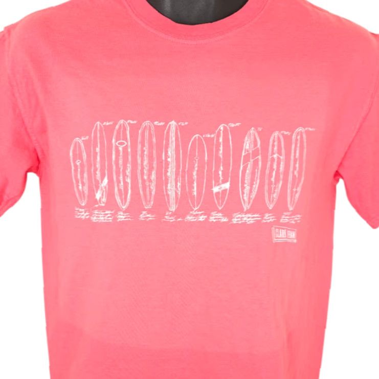 Clarks Clark Foam Surfboards T Shirt Mens Size Small Pink Surfer Surfing Tee Size US S / EU 44-46 / 1 - 2 Thumbnail