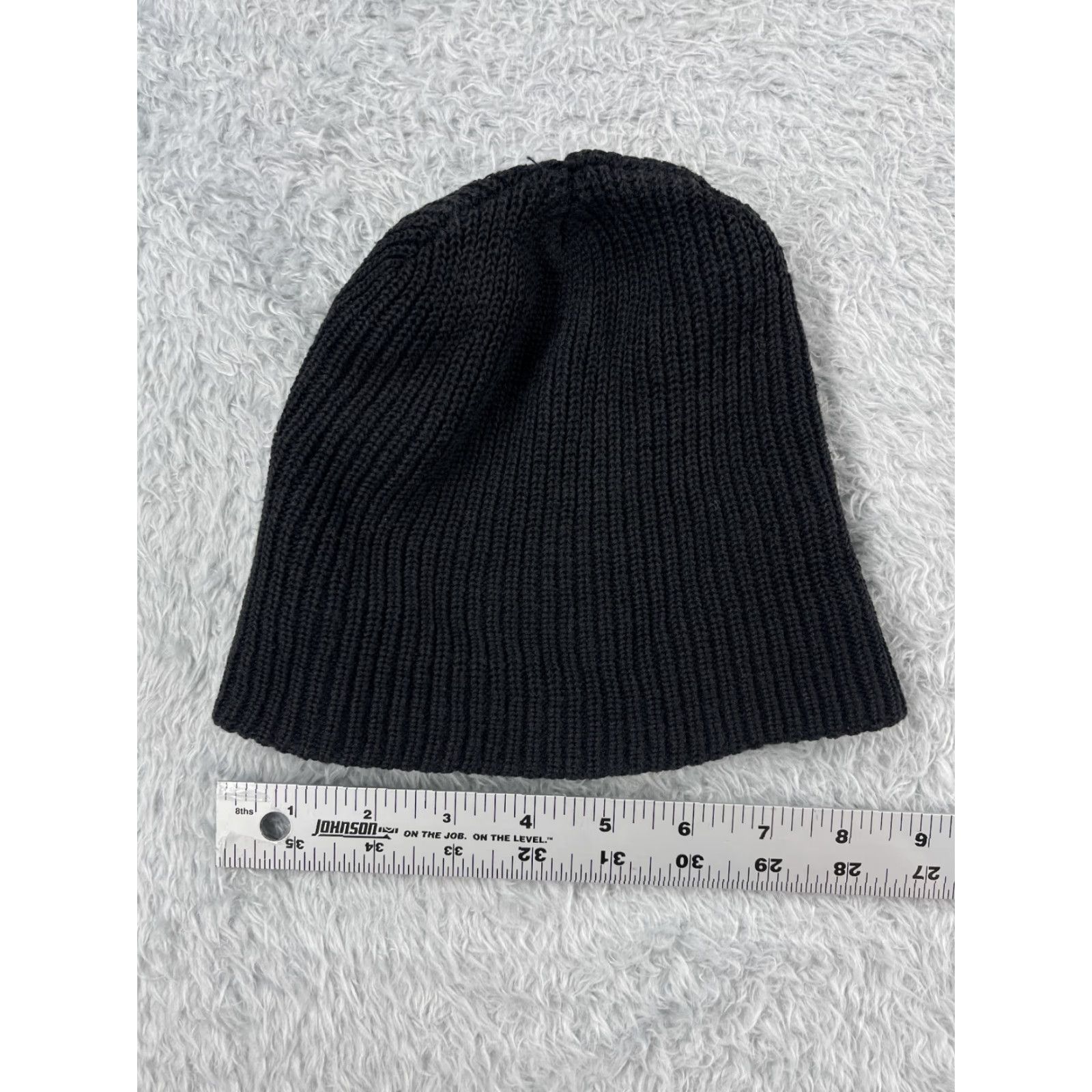 Vintage Black Acrylic Double Knitted Beanie Toque - Adult One Size - Lightweight Winter Ski Hat - Unisex Outdoor Casual Size ONE SIZE - 3 Thumbnail