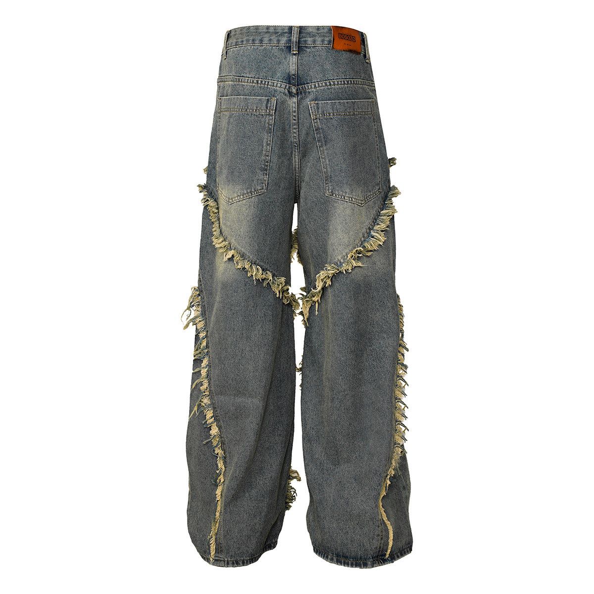 Vintage American retro patchwork loose straight leg jeans for men Size US 32 / EU 48 - 2 Thumbnail