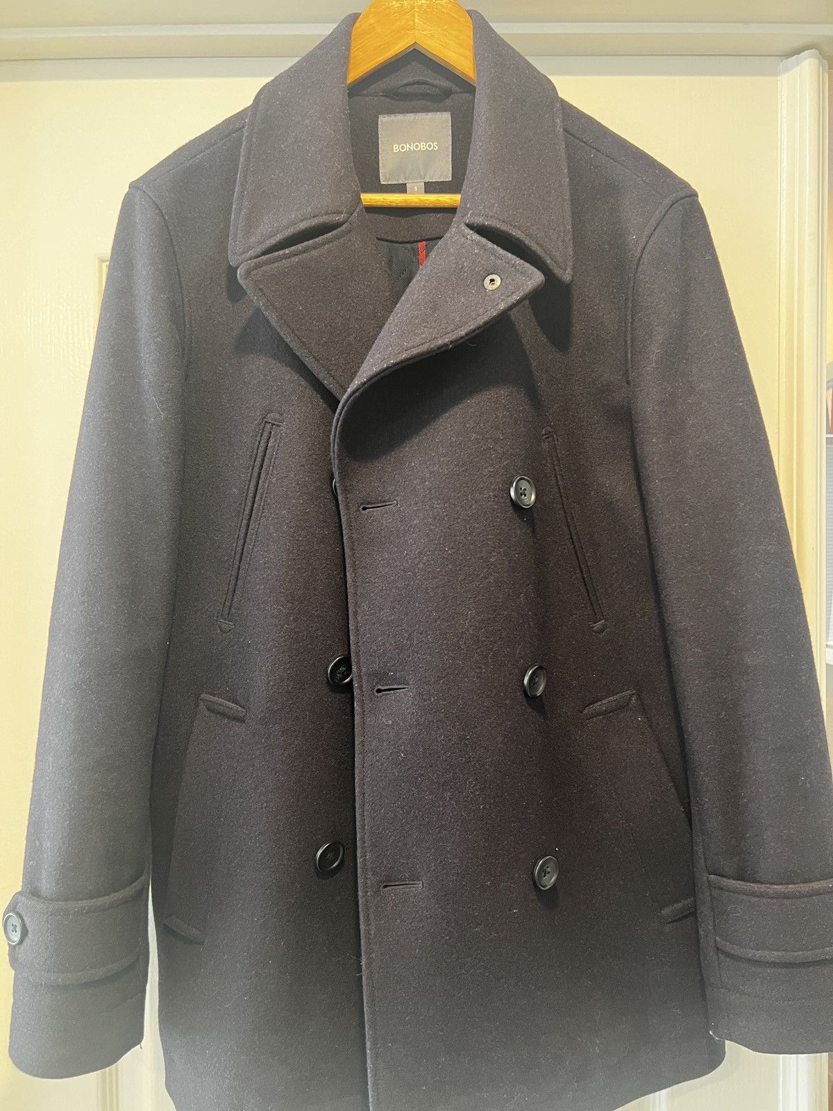 image of Bonobos Double Breasted Peacoat in Navy, Men's (Size Small)