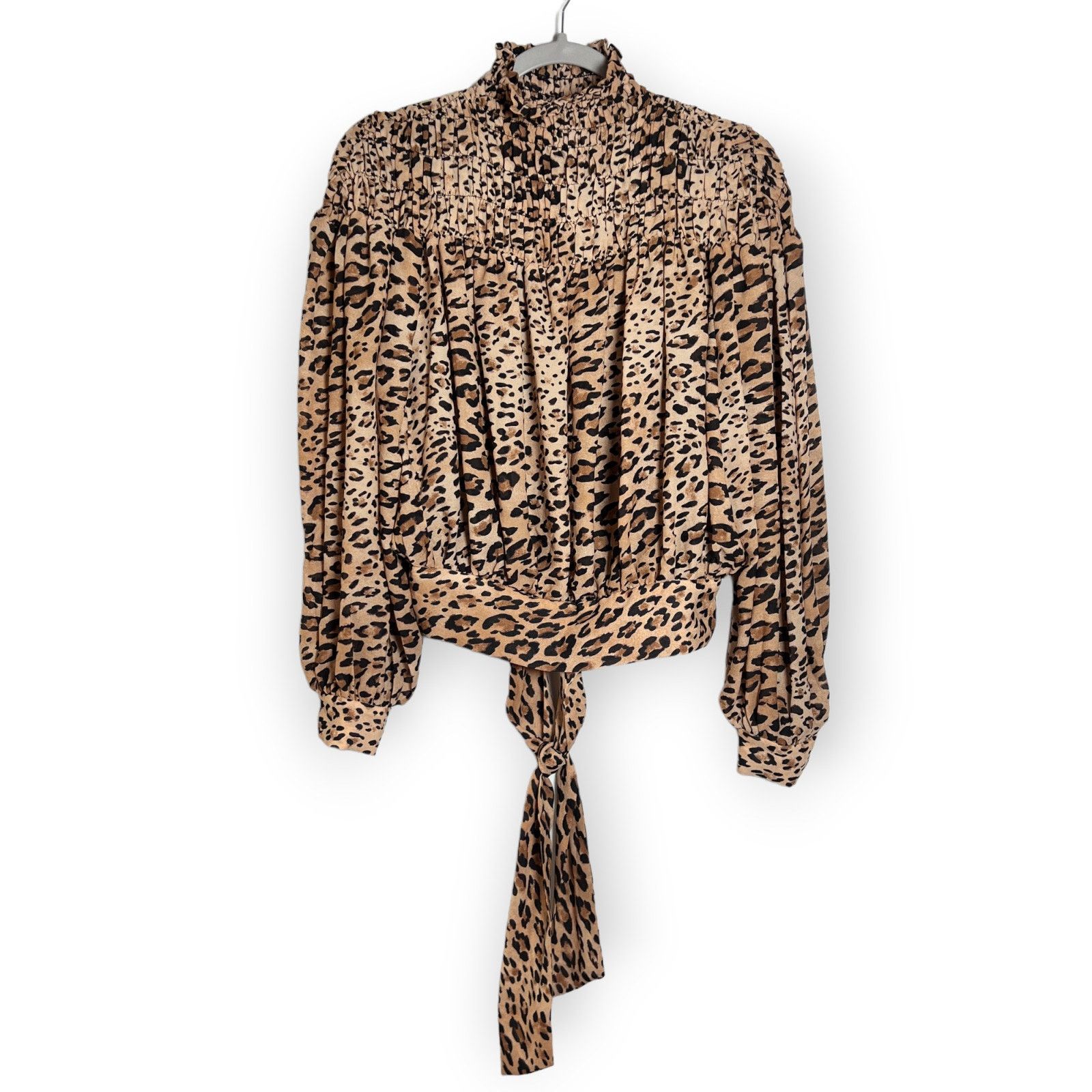 Frame Frame Smocked Cheetah Blouson Blouse Camel Mock Neck Size M Size M / US 6-8 / IT 42-44 - 9 Thumbnail