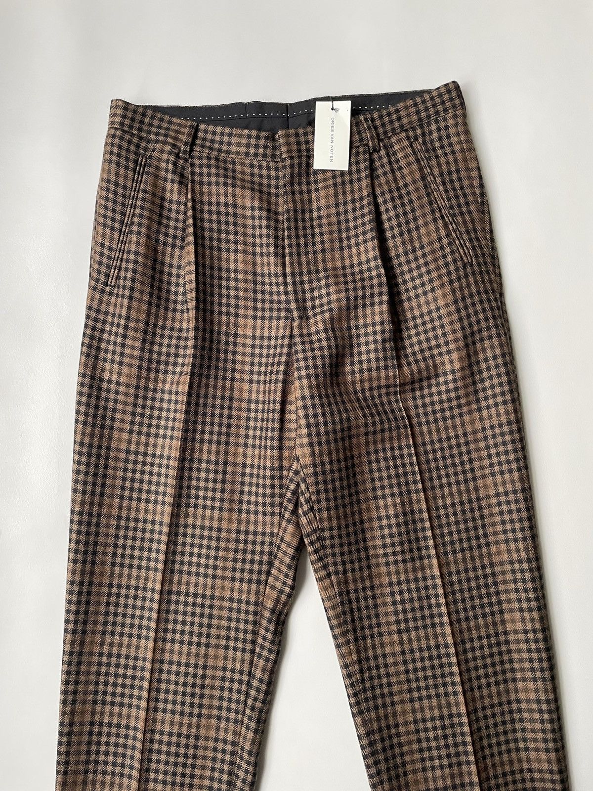 Dries Van Noten A/W 22 Brown Check Wool Trousers Size US 34 / EU 50 - 6 Thumbnail