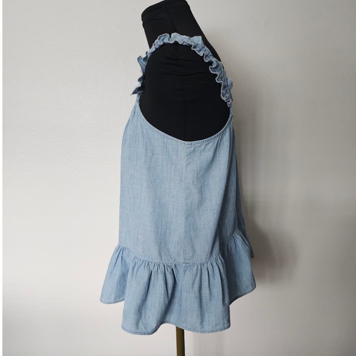 Madewell EUC *Madewell* Women's Ruffle-Strap Denim Blue Cami Top 00 Size XXS / US 00 / IT 34 - 5 Thumbnail