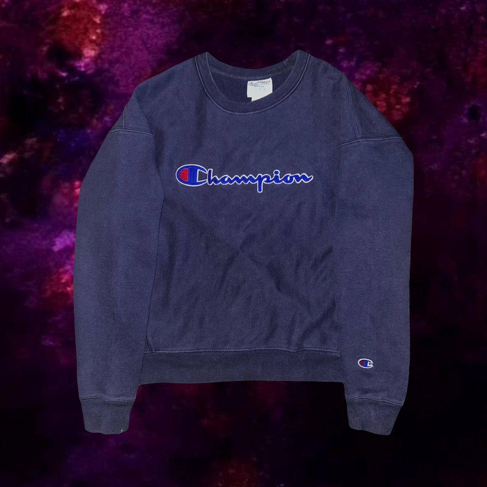 Champion champion embroidered patch reverse weave crew neck sweater Grailed