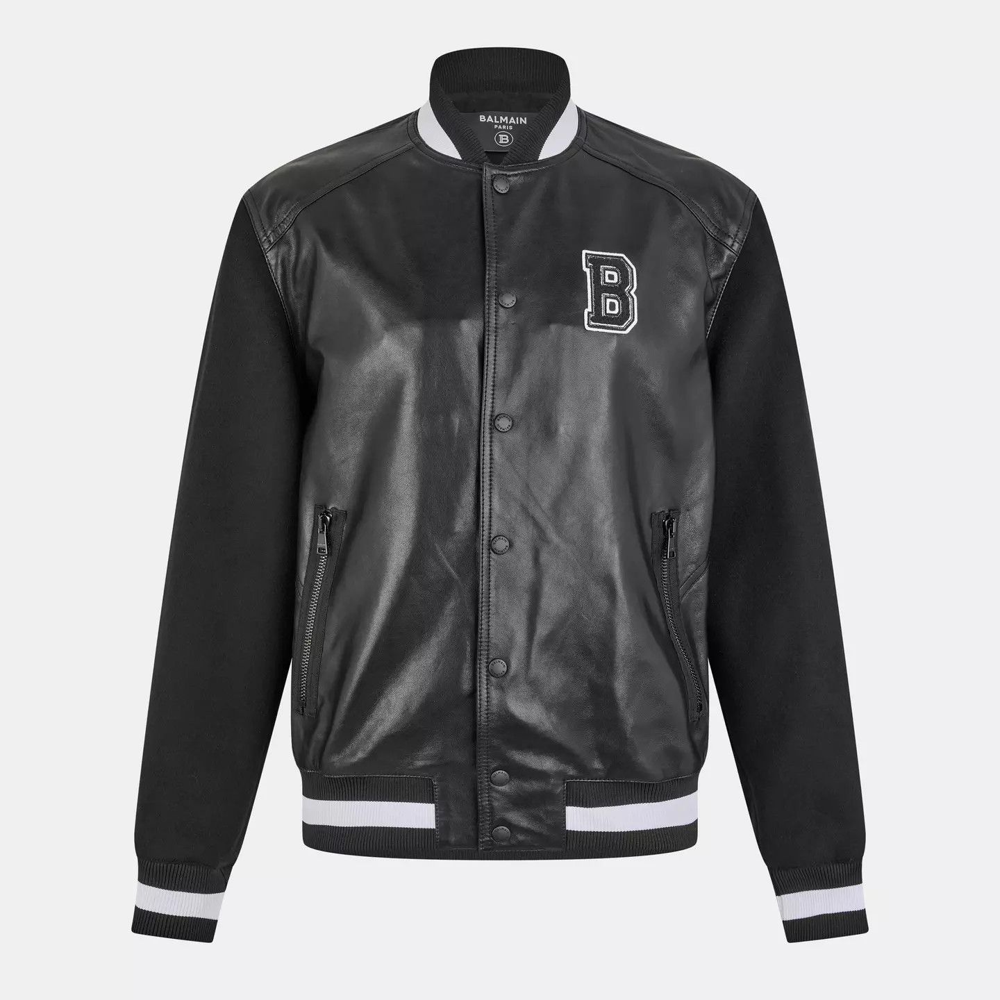 Balmain o1g2r1mq0426 Logo Press-Stud Varsity Jacket in Black Size US M / EU 48-50 / 2 - 1 Thumbnail